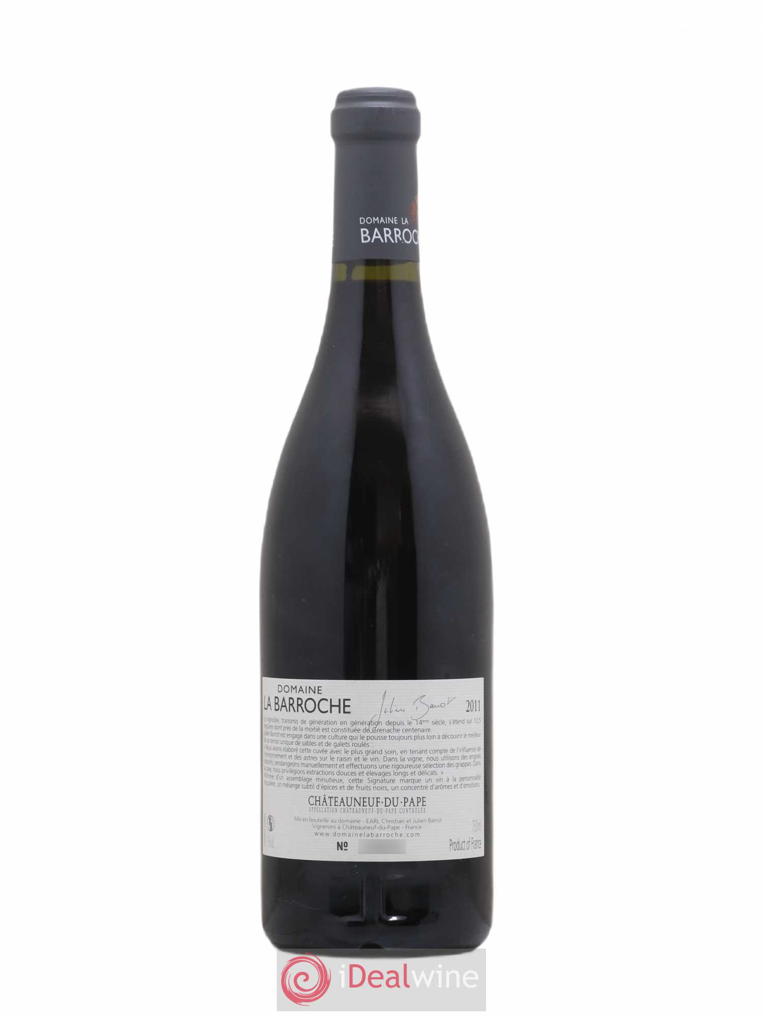 Châteauneuf-du-Pape La Barroche (Domaine de) Julien Barrot 2011 - Lot de 1 bouteille - 1
