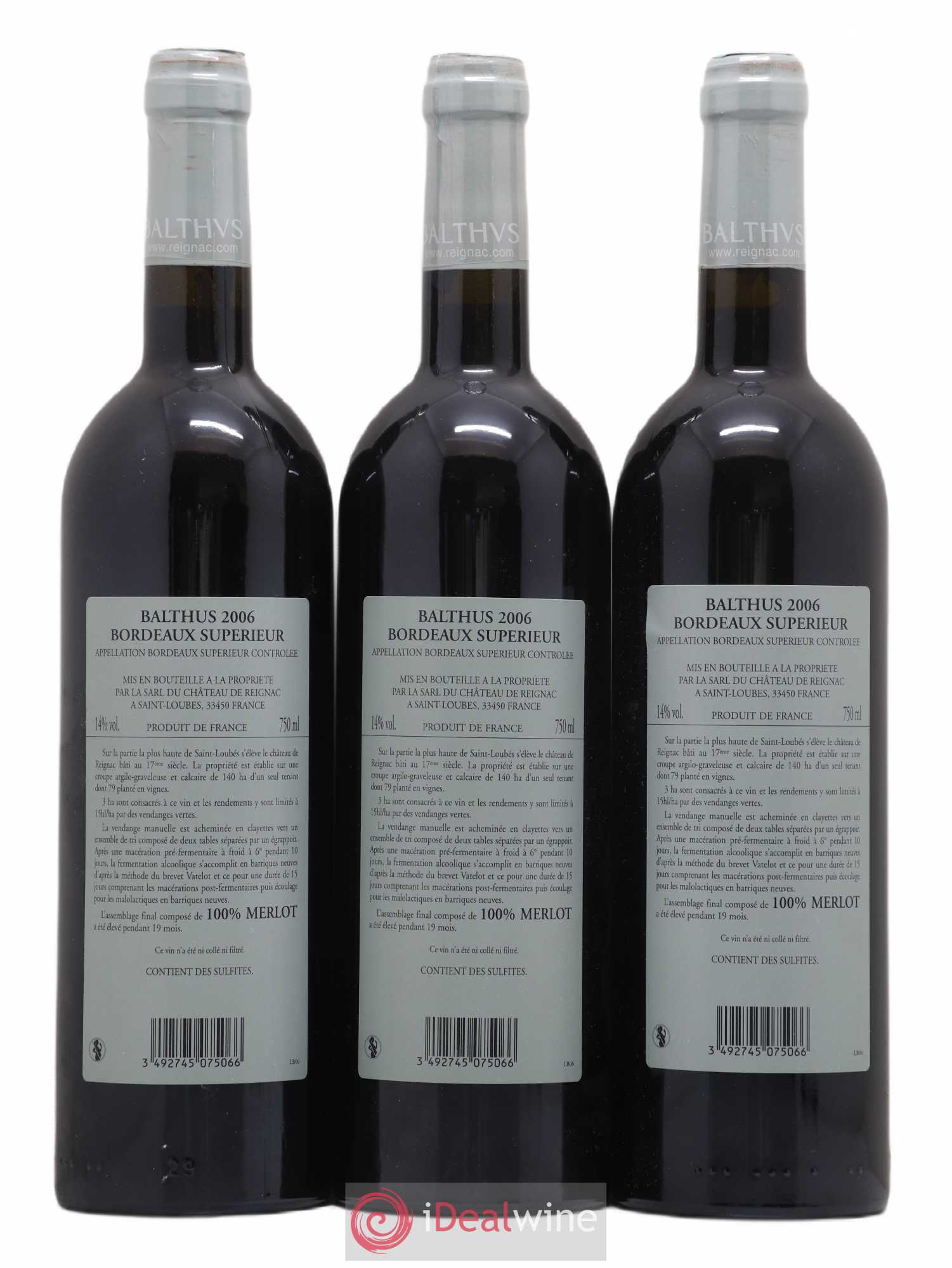 Reignac Cuvée Balthus Cuvée Balthus  2006 - Lot de 3 bouteilles - 1