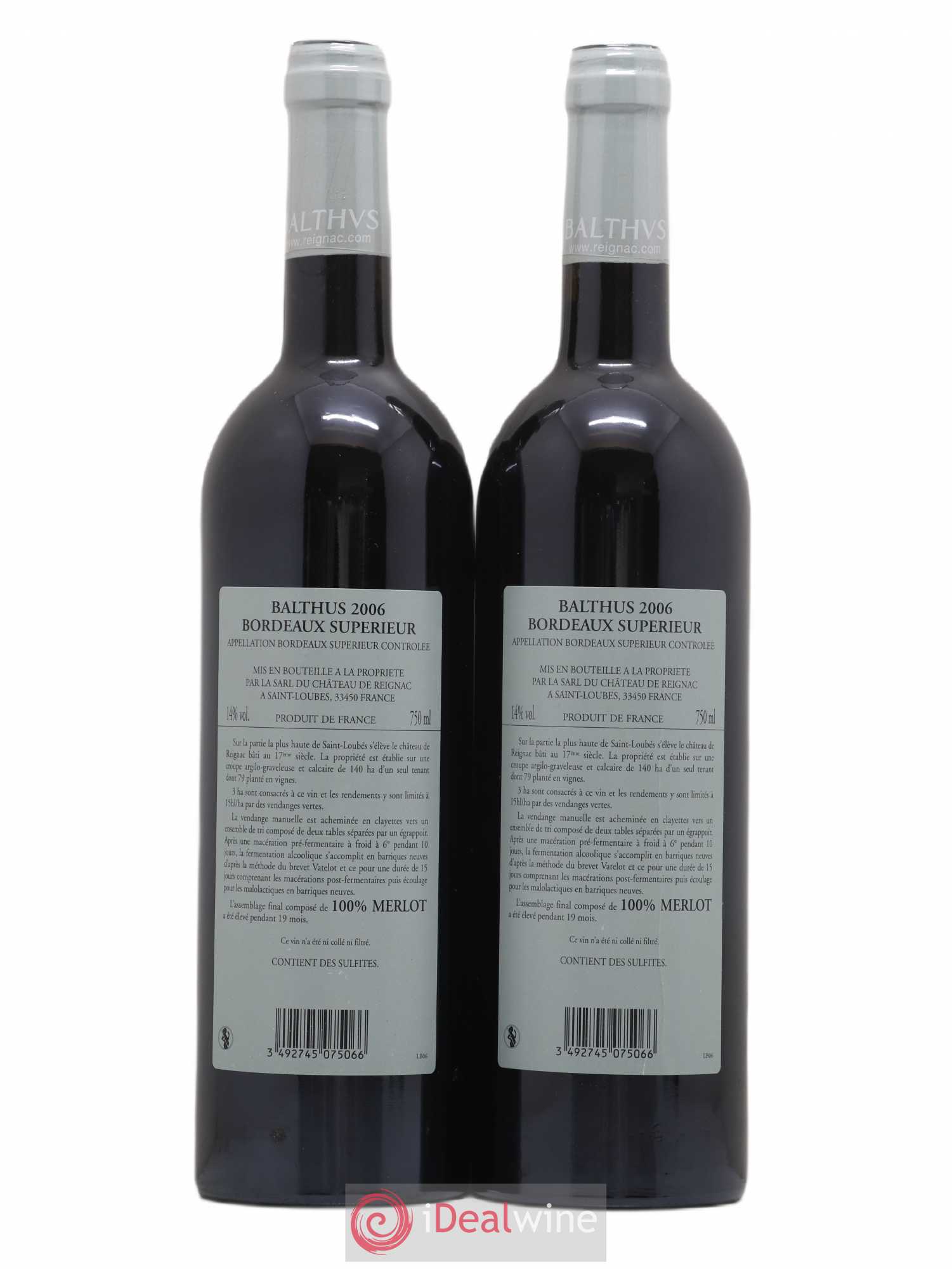 Reignac Cuvée Balthus Cuvée Balthus 2006 - Lot de 2 bouteilles - 1