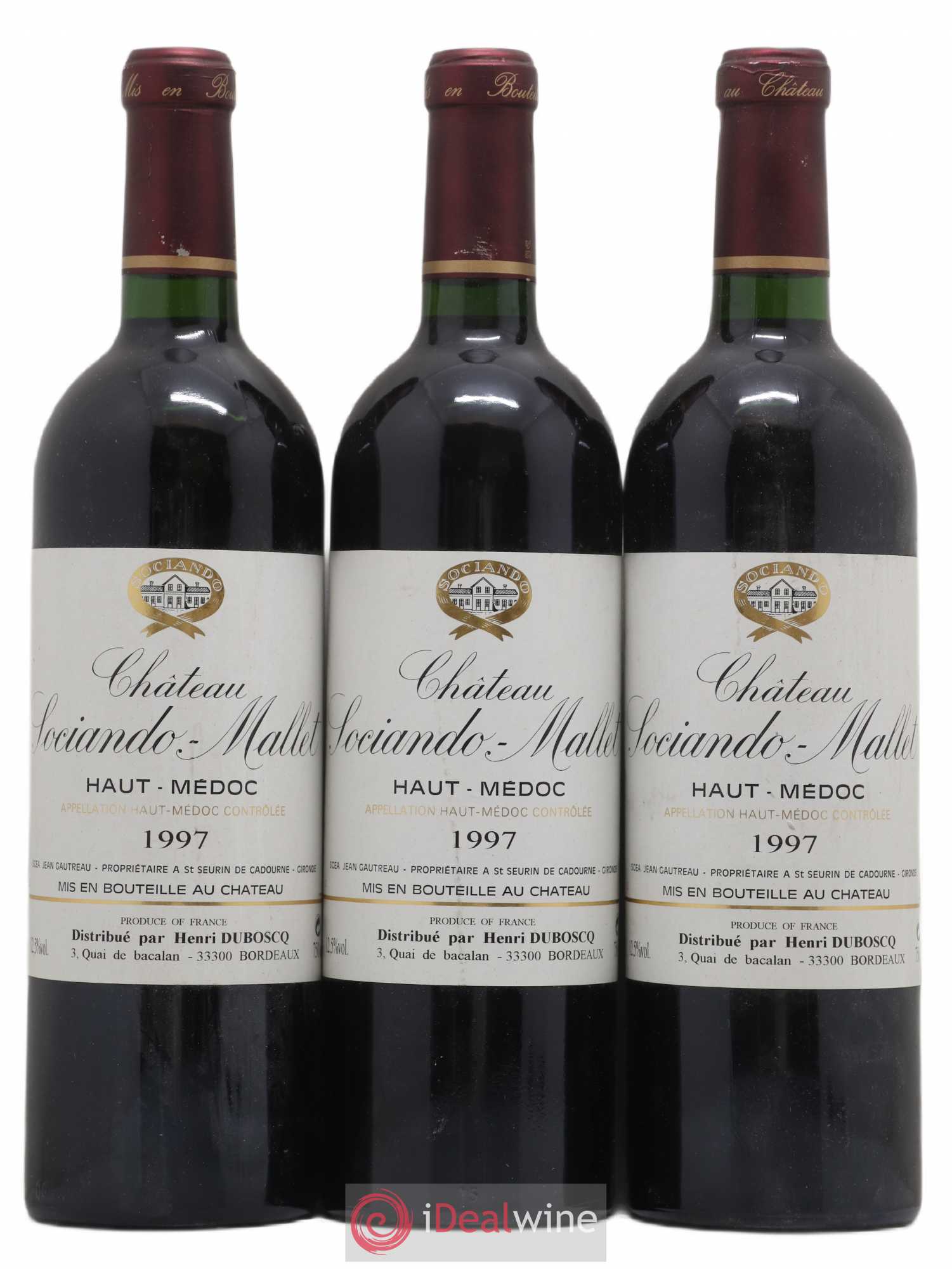 Château Sociando Mallet 1997 - Lot de 3 bouteilles - 0