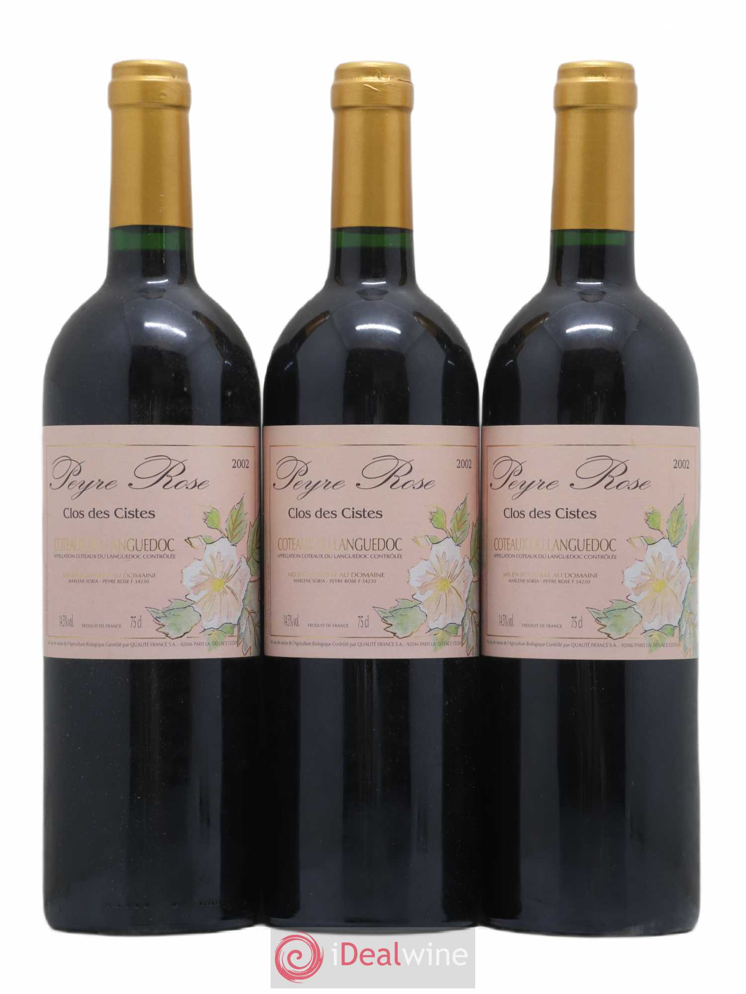 Vin de France (anciennement Coteaux du Languedoc) Domaine Peyre Rose Les Cistes Marlène Soria 2002 - Lot de 3 bouteilles - 0