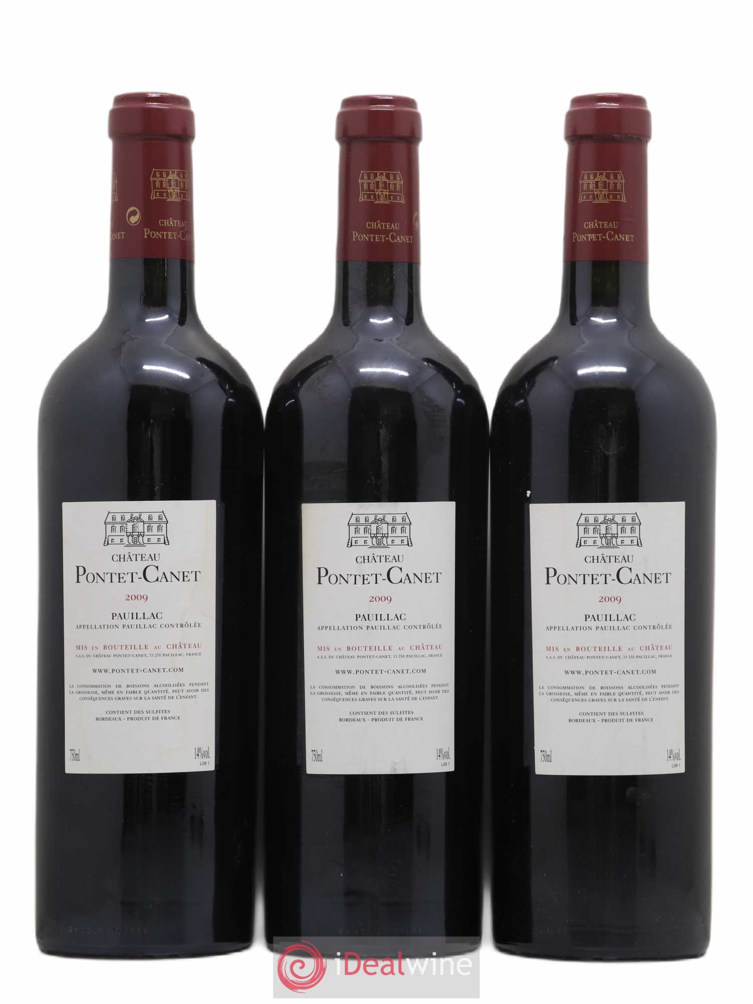 Château Pontet Canet 5ème Grand Cru Classé 2009 - Lot de 3 bouteilles - 1