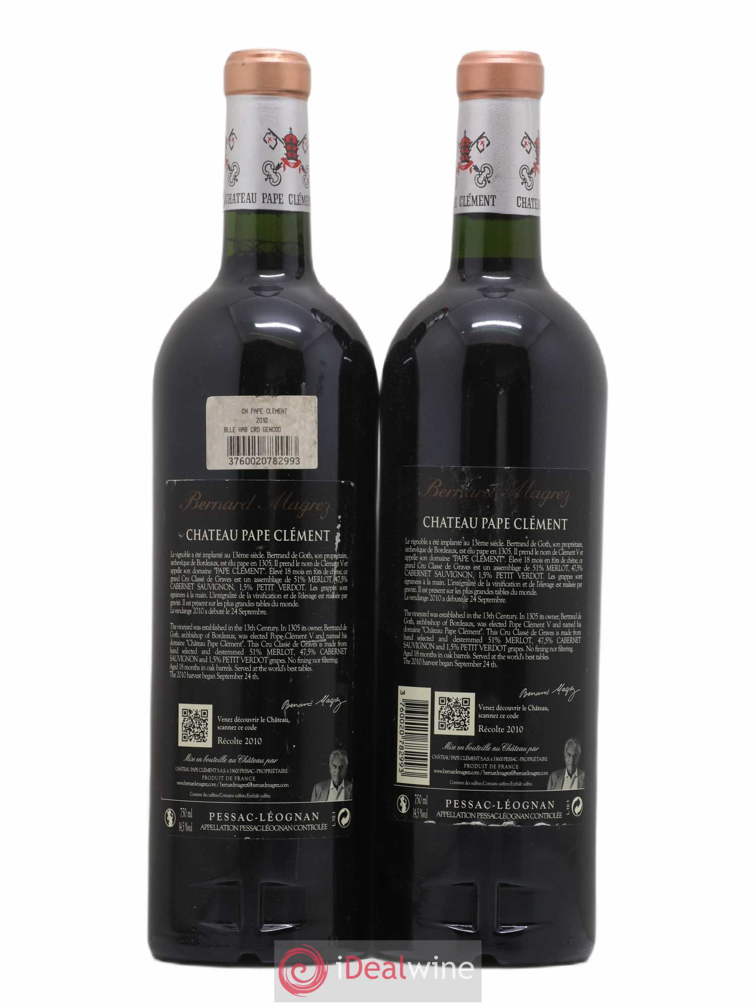 Château Pape Clément Cru Classé de Graves 2010 - Lot de 2 bouteilles - 1