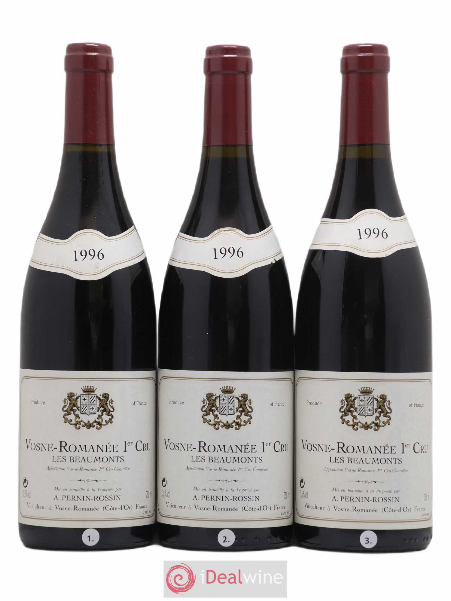 Vosne-Romanée 1er Cru Les Beaumont Pernin Rossin 1996 - Posten von 3 Flaschen - 0