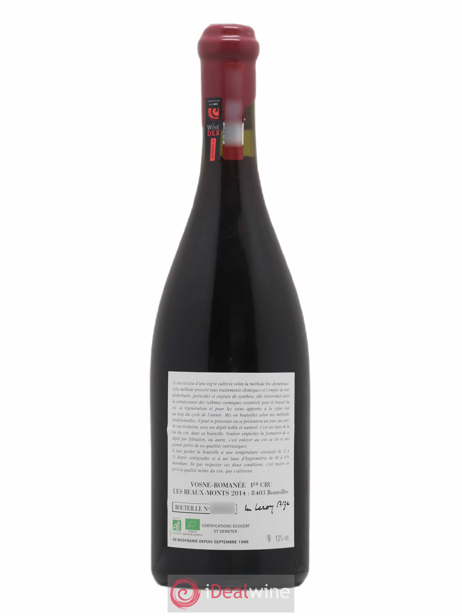 Vosne-Romanée 1er Cru Les Beaux-Monts Leroy (Domaine) Les Beaux Monts Leroy 2014 - Lotto di 1 bottiglia - 1