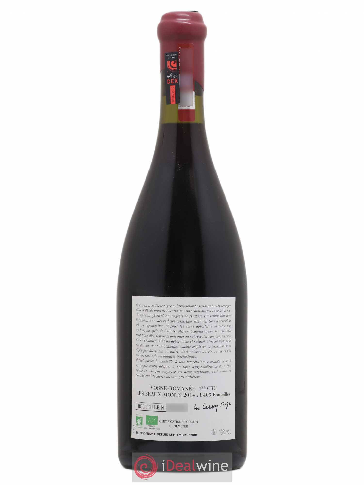 Vosne-Romanée 1er Cru Les Beaux-Monts Leroy (Domaine) Les Beaux Monts Leroy 2014 - Lotto di 1 bottiglia - 1