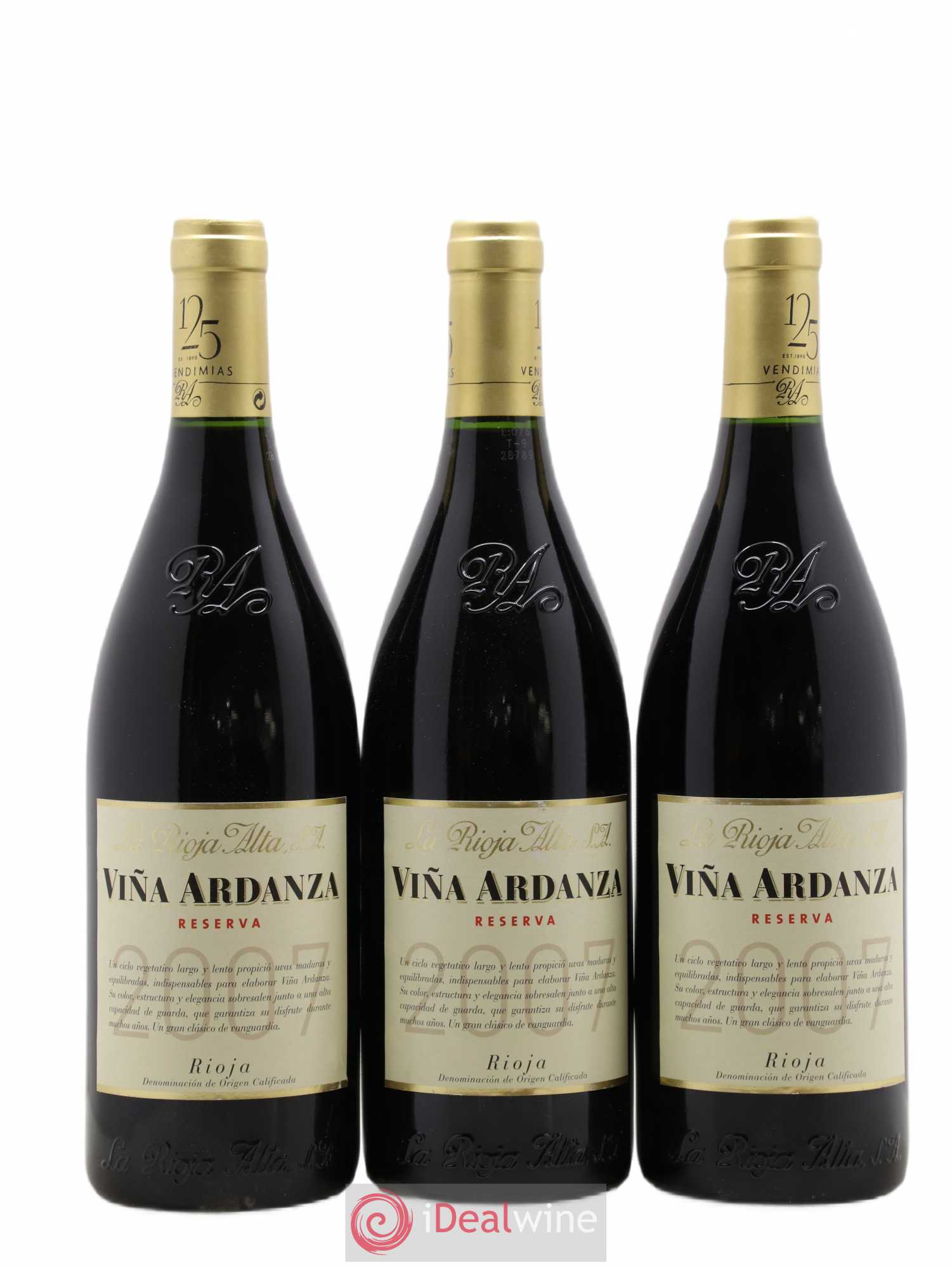 Rioja DOCA Vina Ardanza Reserva La Rioja Alta 2007 - Lot de 3 bouteilles - 0