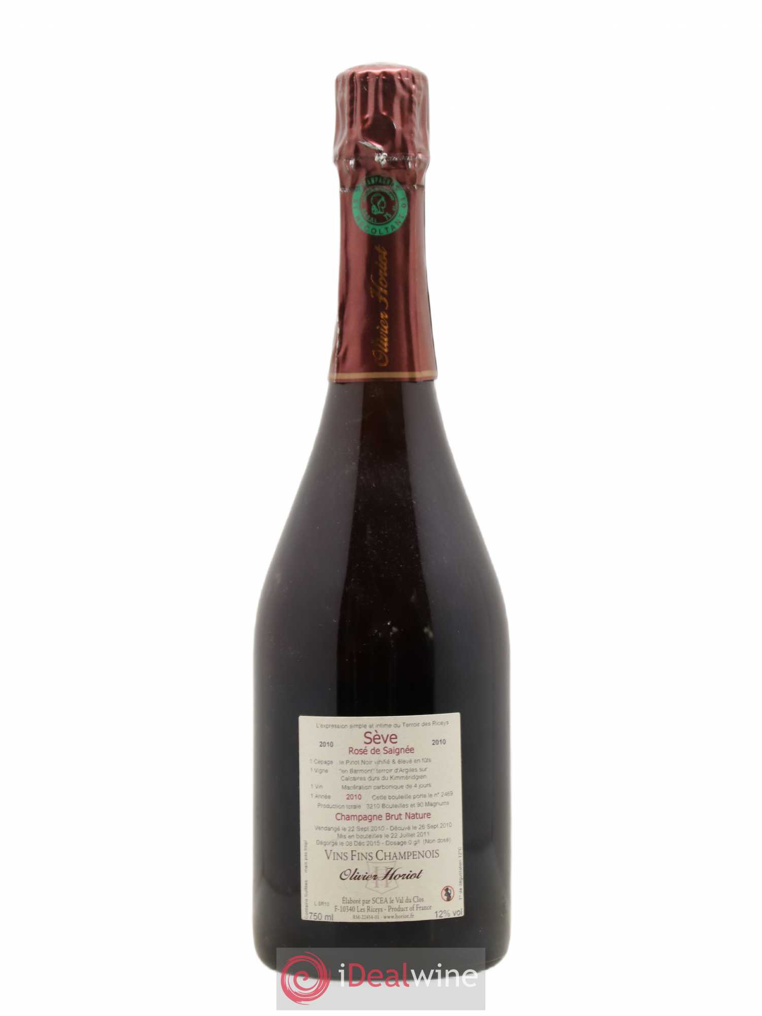 Sève en Barmont Brut Nature Olivier Horiot 2010 - Lot de 1 bouteille - 1