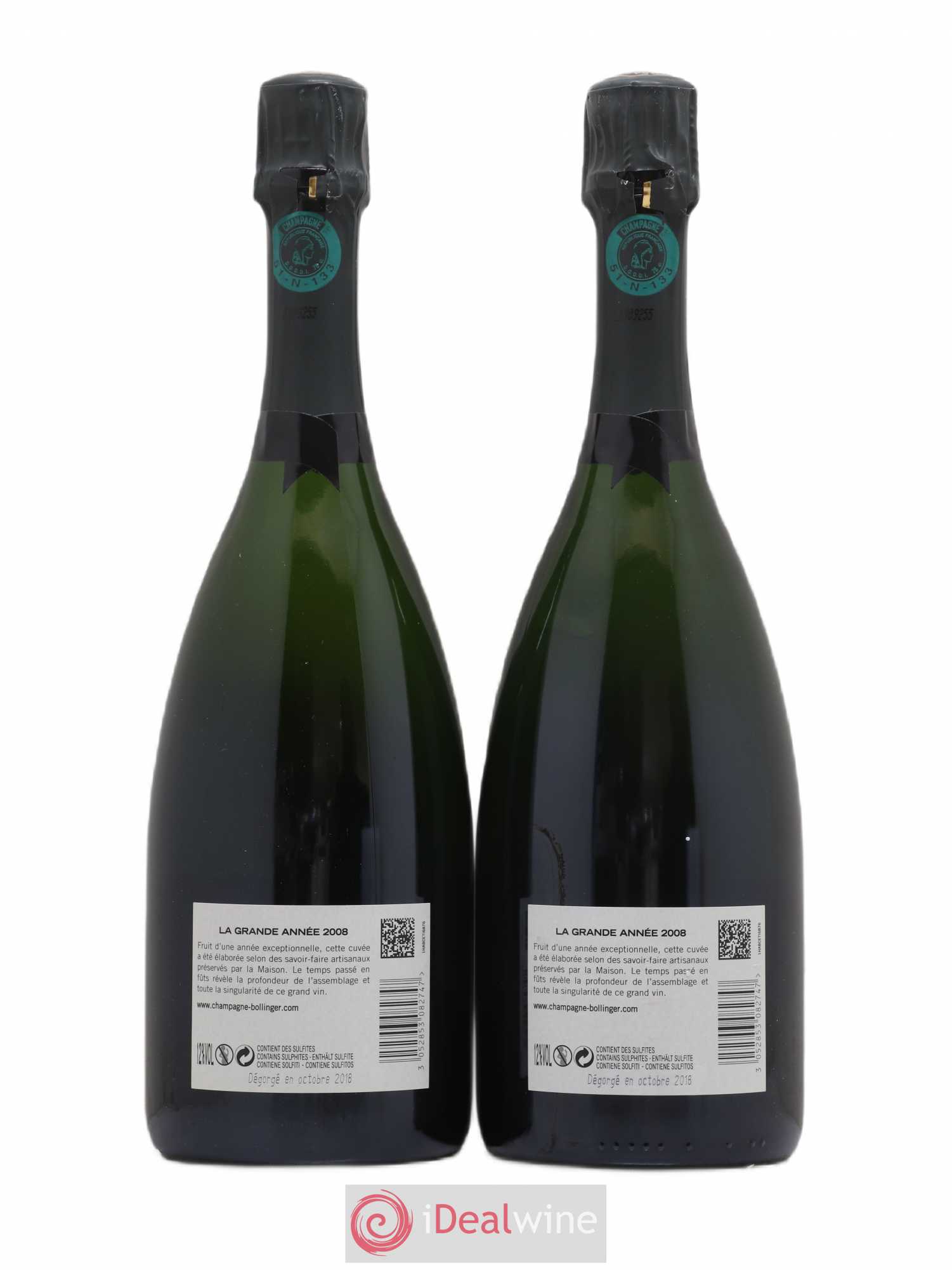 La Grande Année Brut Bollinger Brut 2008 - Lot de 2 bouteilles - 1