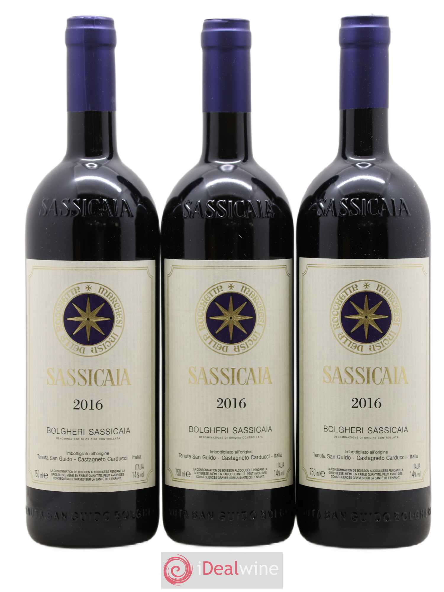 Bolgheri DOC Sassicaia Tenuta San Guido 2016 - Lot de 3 bouteilles - 0