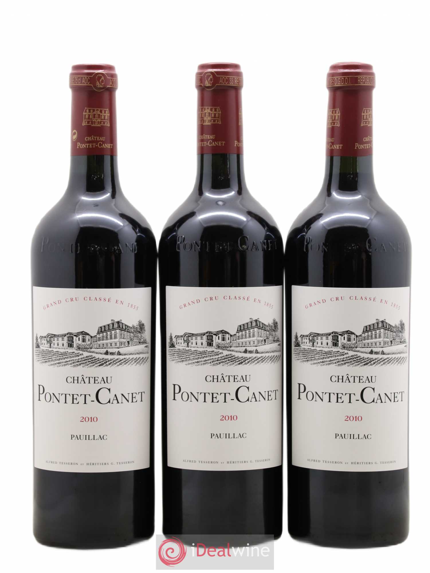 Château Pontet Canet 5ème Grand Cru Classé 2010 - Lot de 3 bouteilles - 0