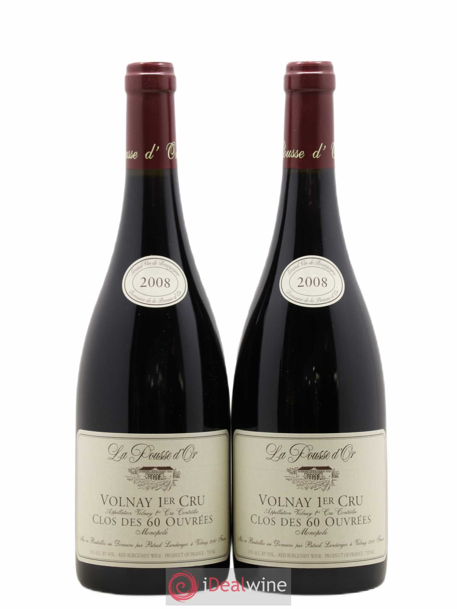 Volnay 1er Cru Clos des 60 ouvrées La Pousse d'Or (Domaine de) 2008 - Lot de 2 bouteilles - 0