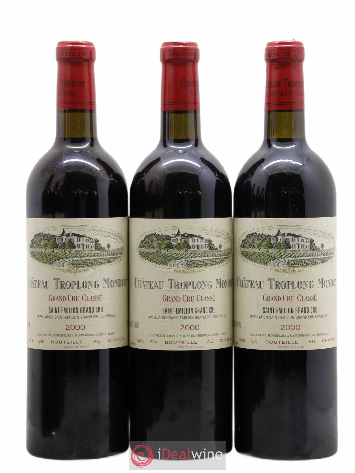 Château Troplong Mondot 1er Grand Cru Classé B 2000 - Lot de 3 bouteilles - 0