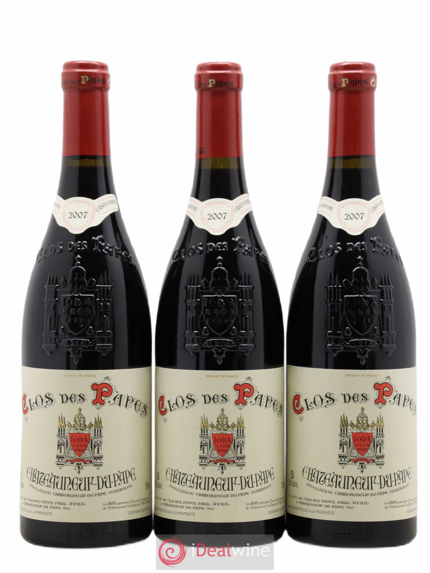 Châteauneuf-du-Pape Clos des Papes - Paul Avril 2007 - Lot de 3 bouteilles - 0