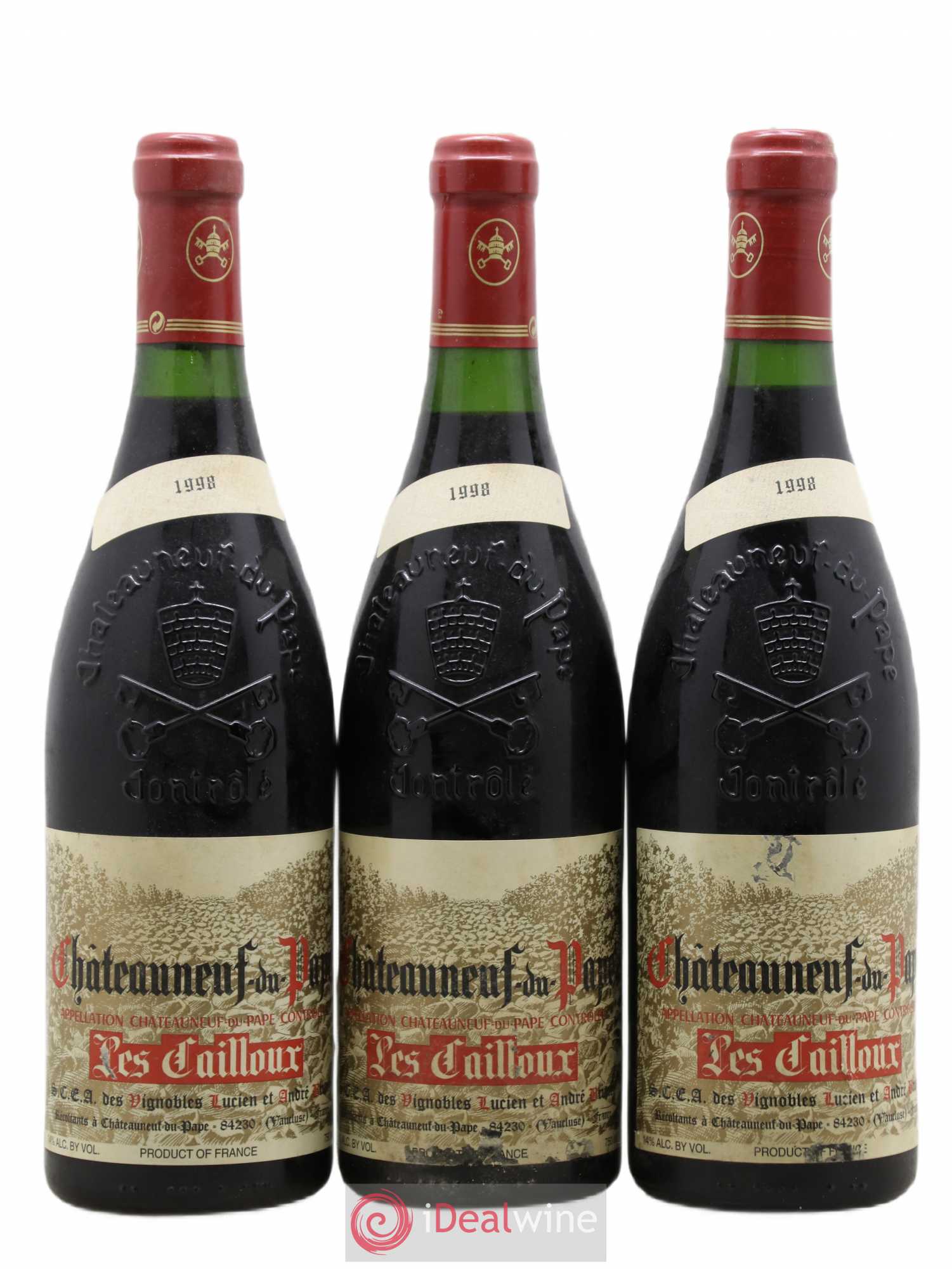 Châteauneuf-du-Pape Les Cailloux André Brunel 1998 - Lot de 3 bouteilles - 0