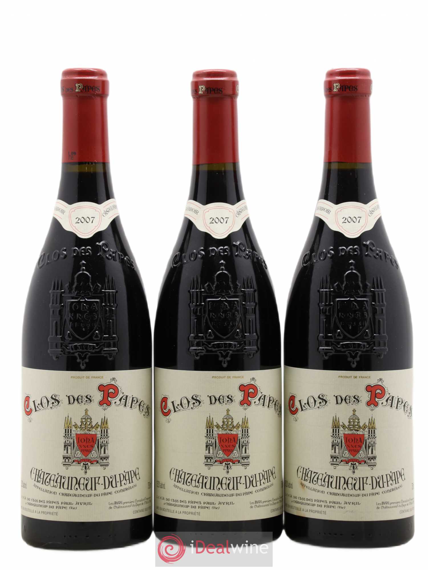 Châteauneuf-du-Pape Clos des Papes - Paul Avril 2007 - Lot de 3 bouteilles - 0