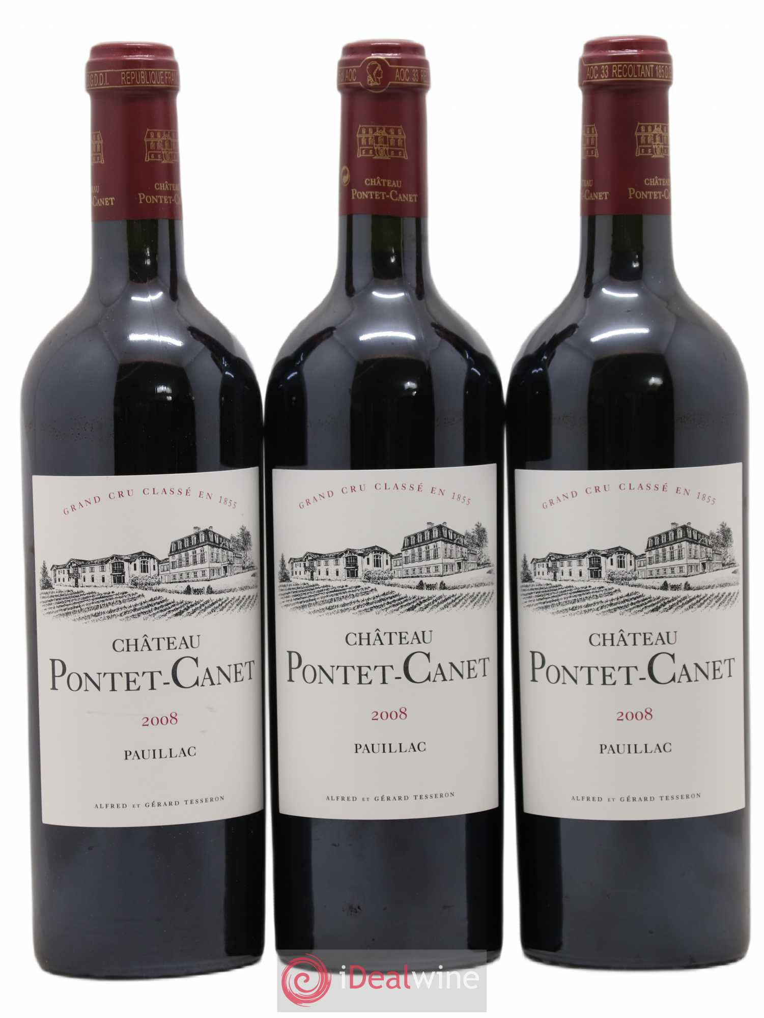 Château Pontet Canet 5ème Grand Cru Classé 2008 - Lot de 3 bouteilles - 0