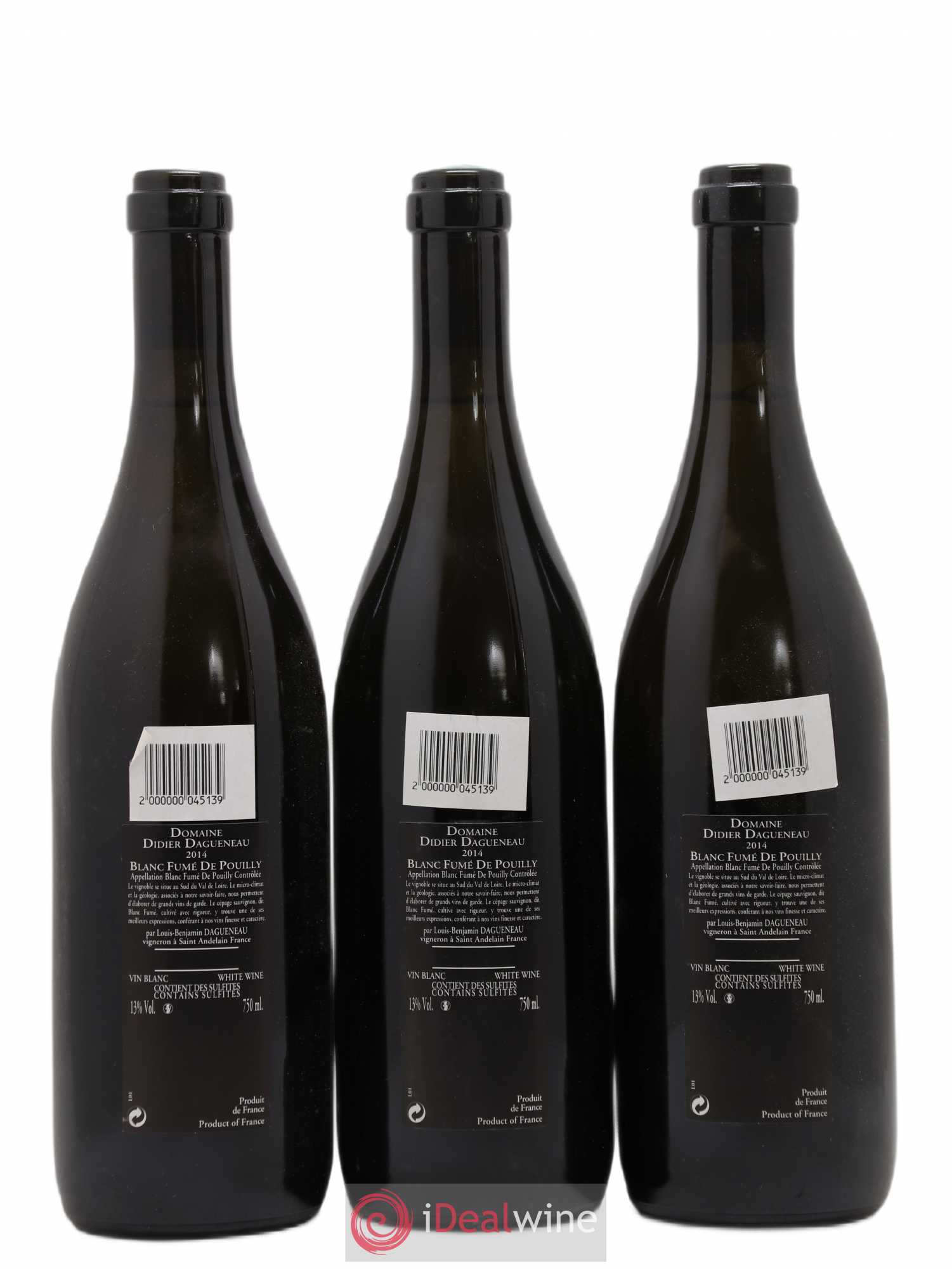Vin de France (anciennement Pouilly-Fumé) Silex Dagueneau (Domaine Didier - Louis-Benjamin) 2014 - Lot de 3 bouteilles - 1