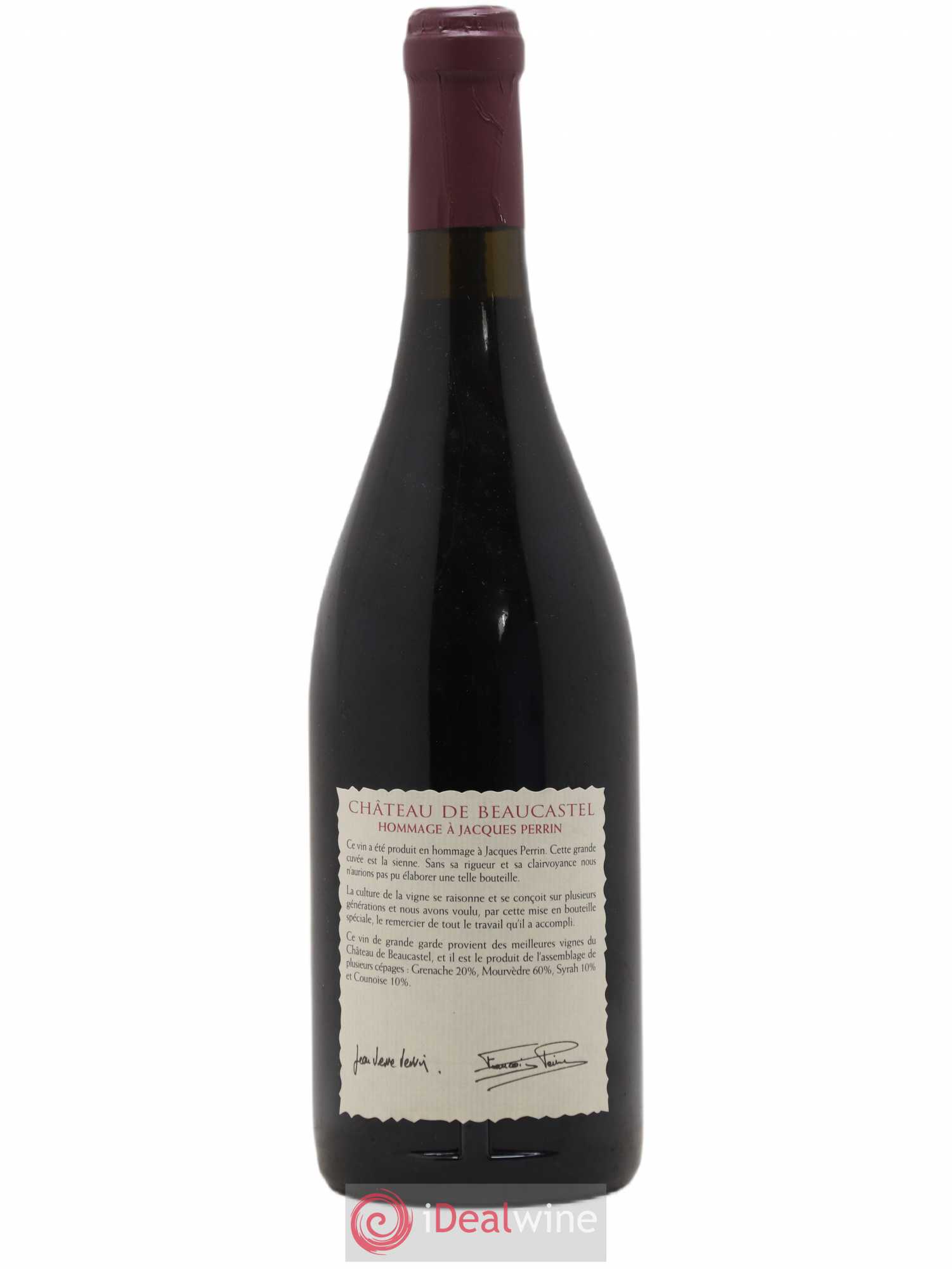 Châteauneuf-du-Pape Château de Beaucastel Hommage à Jacques Perrin Famille Perrin 1999 - Lot de 1 bouteille - 1