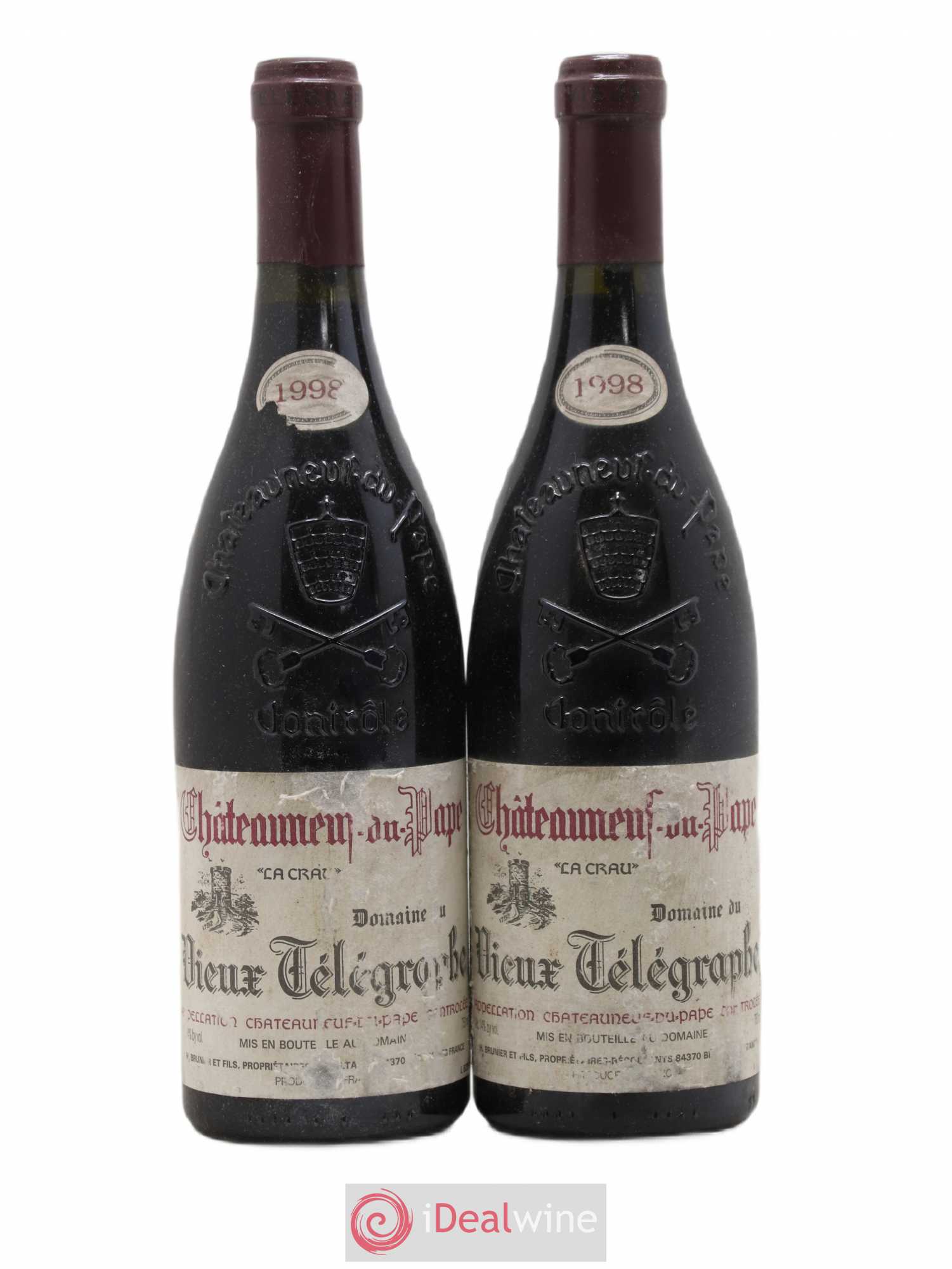 Châteauneuf-du-Pape Vieux Télégraphe (Domaine du) Vignobles Brunier 1998 - Lot de 2 bouteilles - 0
