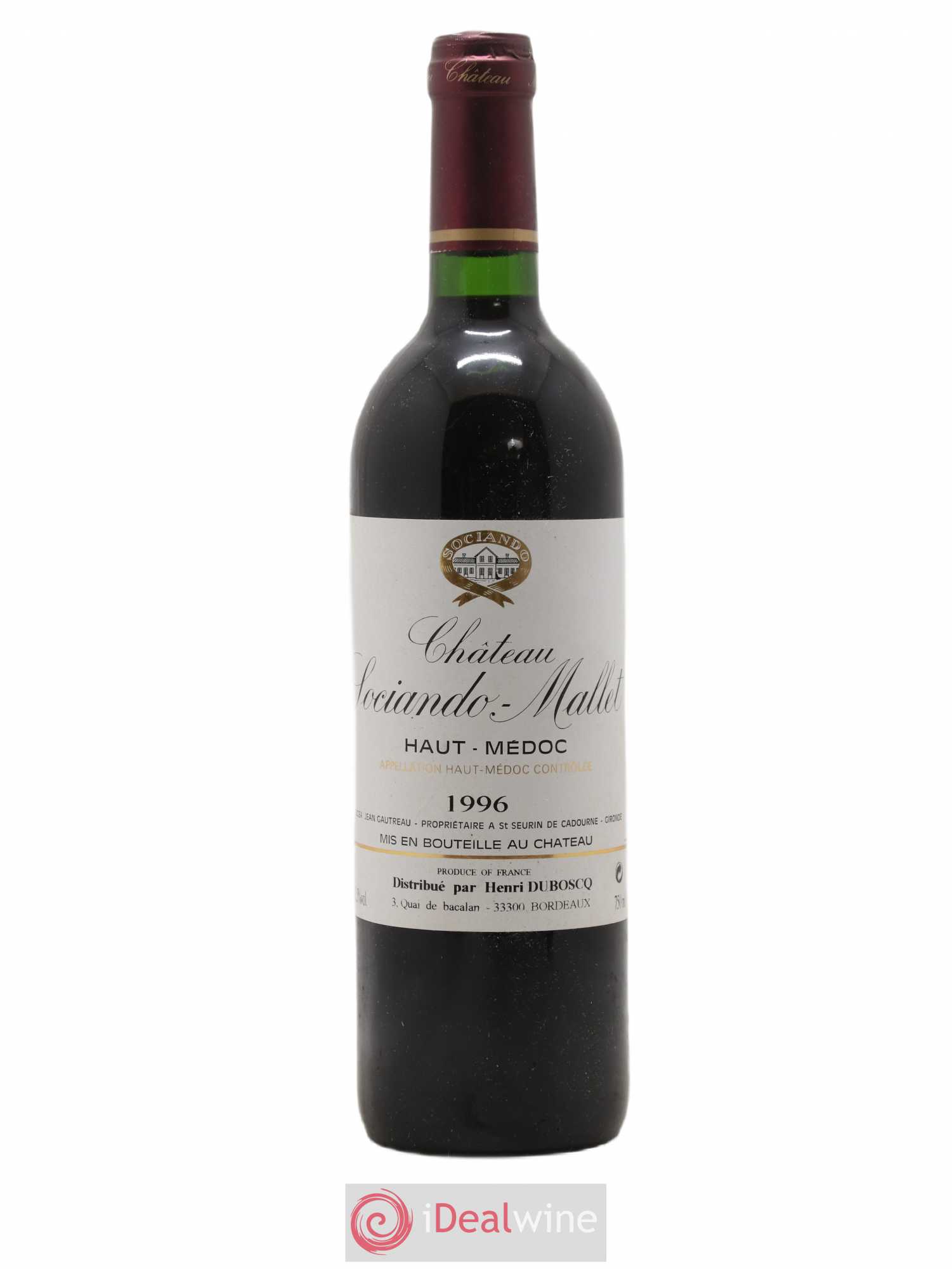 Château Sociando Mallet 1996 - Lot de 1 bouteille - 0