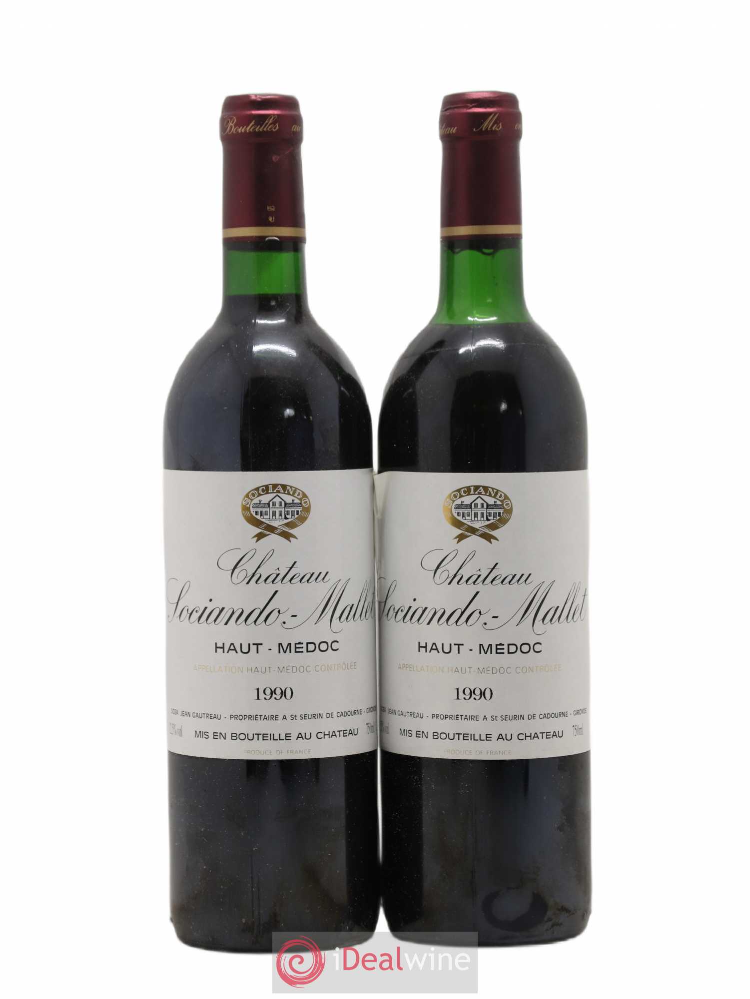 Château Sociando Mallet 1990 - Lot de 2 bouteilles - 0