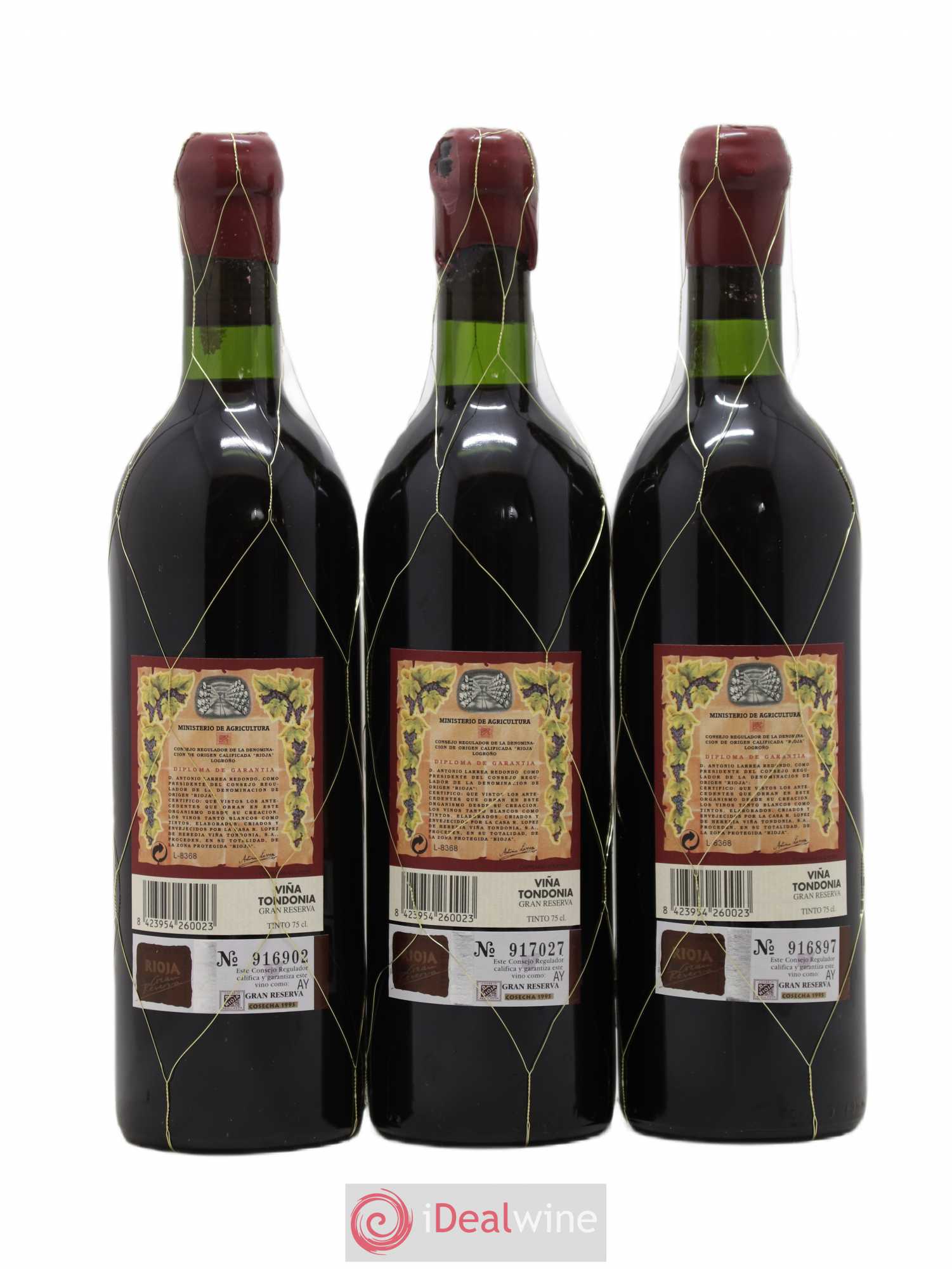 Rioja Gran Reserva Vina Tondonia R. Lopez de Heredia 1995 - Posten von 3 Flaschen - 1