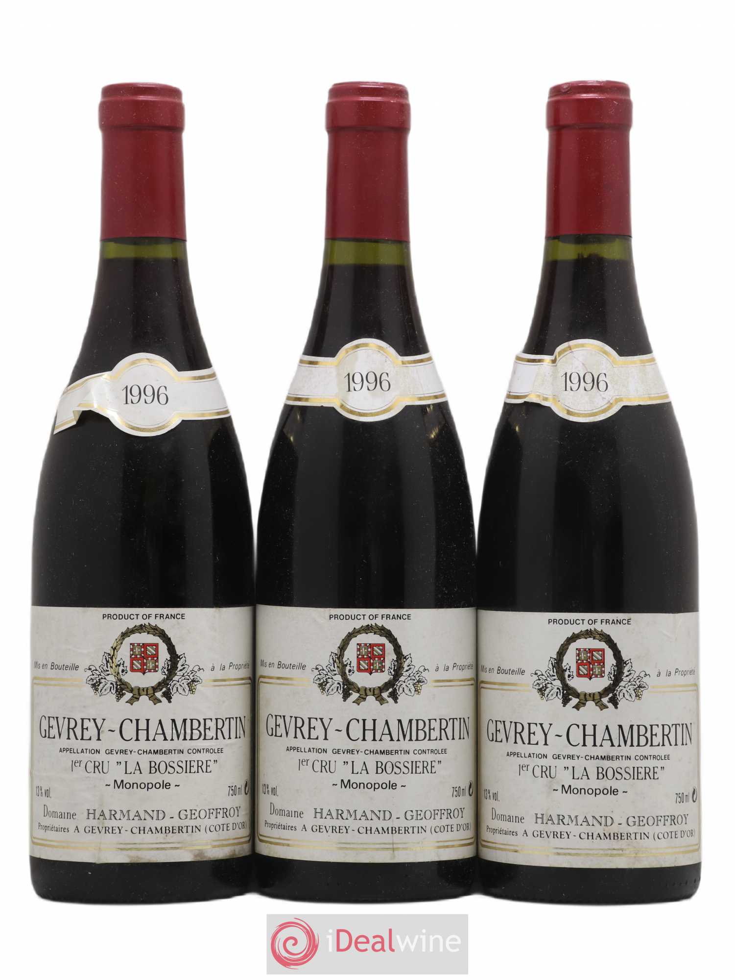 Gevrey-Chambertin 1er Cru La Bossière Harmand-Geoffroy (Domaine) 1996 - Lot de 3 bouteilles - 0