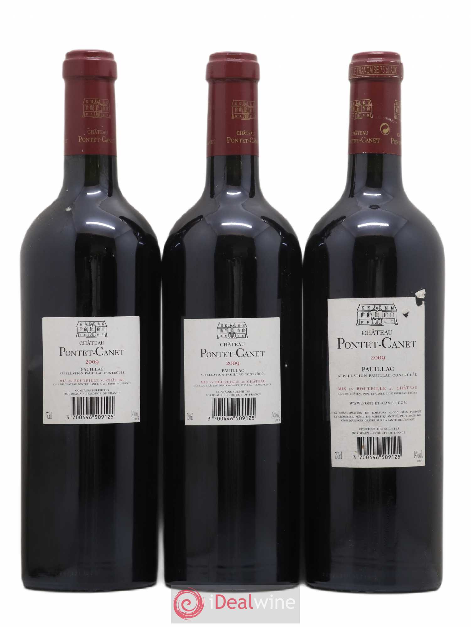 Château Pontet Canet 5ème Grand Cru Classé 2009 - Lot de 3 bouteilles - 1