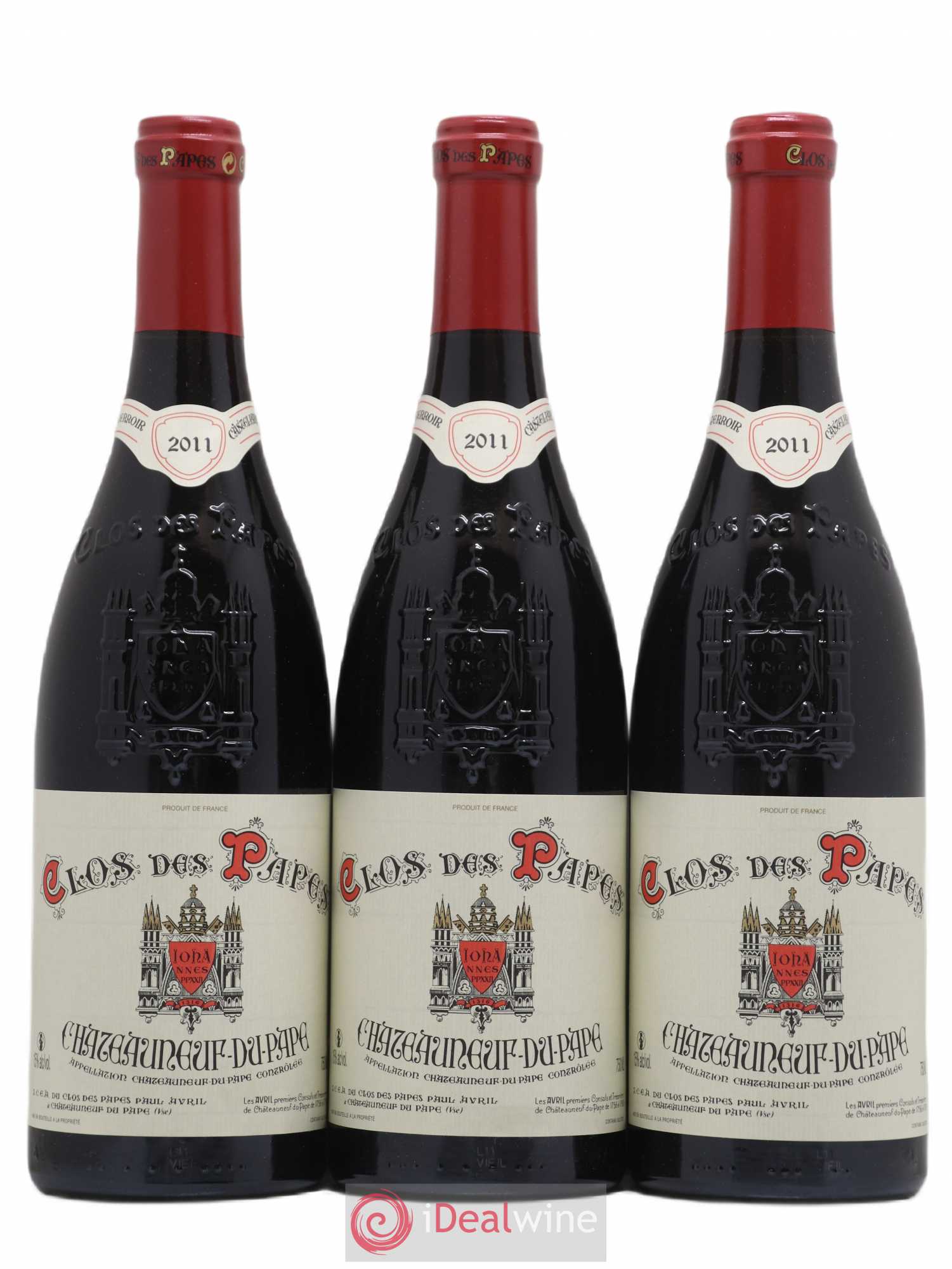 Châteauneuf-du-Pape Clos des Papes - Paul Avril 2011 - Lot de 3 bouteilles - 0