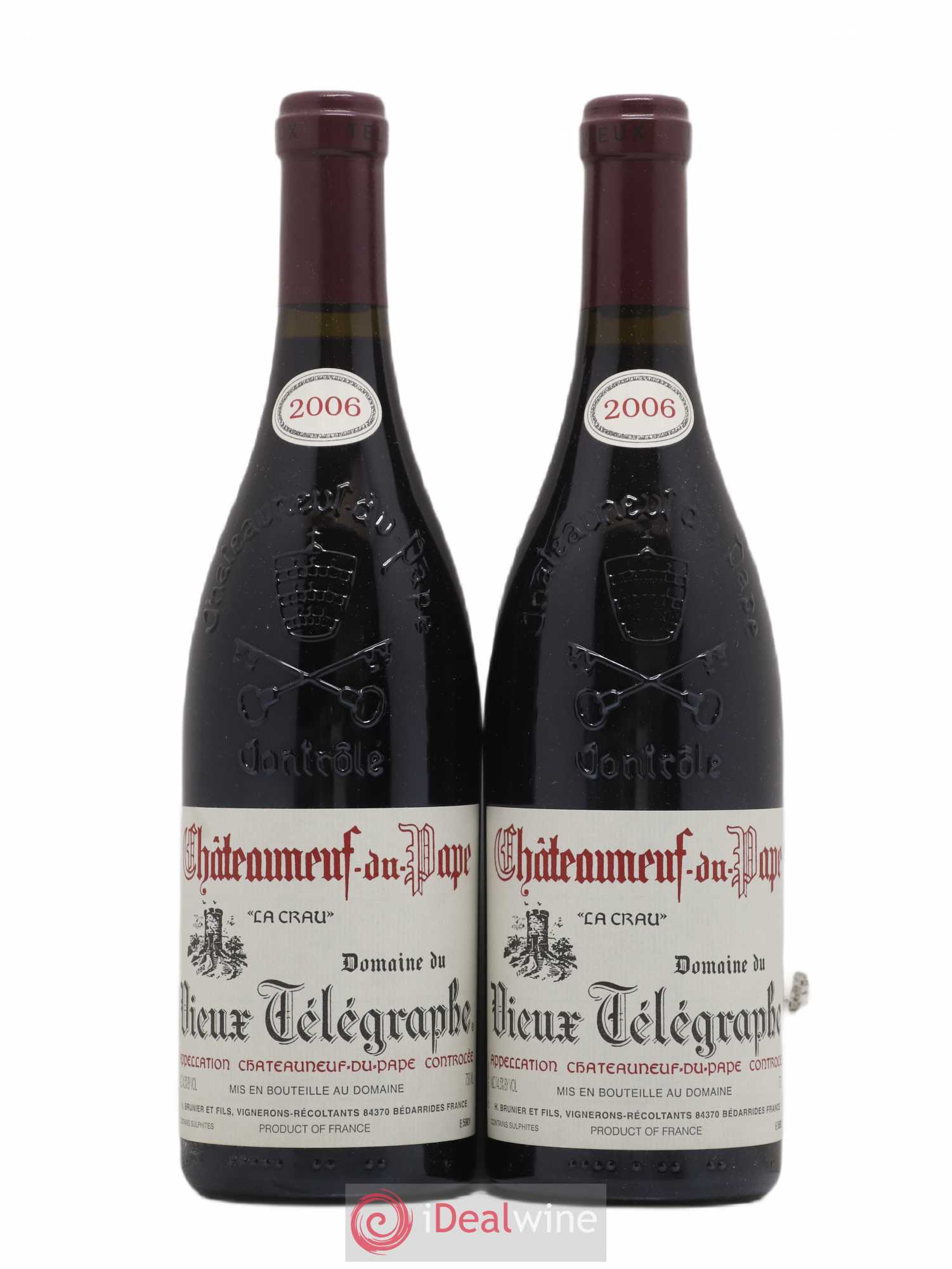 Châteauneuf-du-Pape Vieux Télégraphe (Domaine du) Vignobles Brunier 2006 - Lot de 2 bouteilles - 0