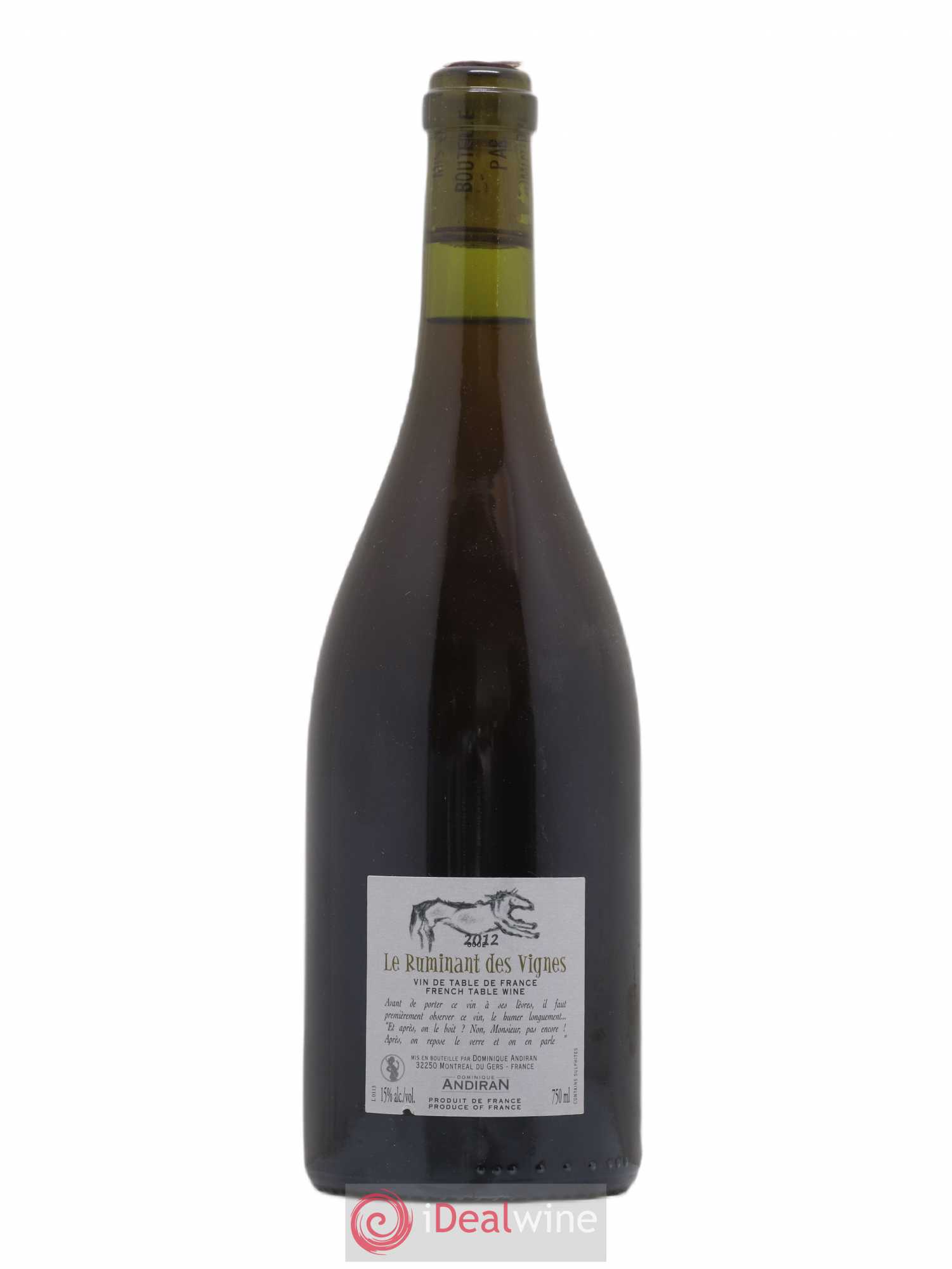 Vin de France Ruminant des Vignes Andiran 2012 - Lot de 1 bouteille - 1