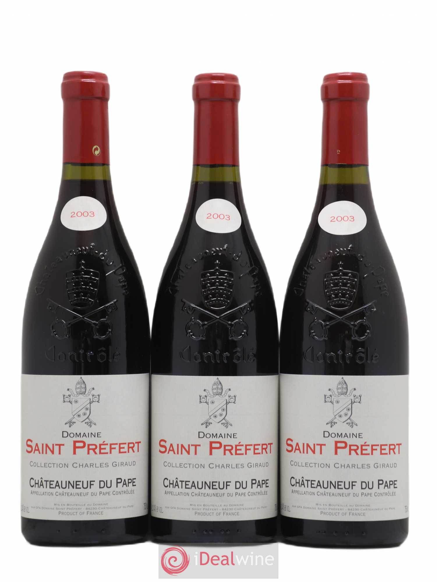 Châteauneuf-du-Pape Collection Charles Giraud Domaine Saint-Préfert 2003 - Lot de 3 bouteilles - 0