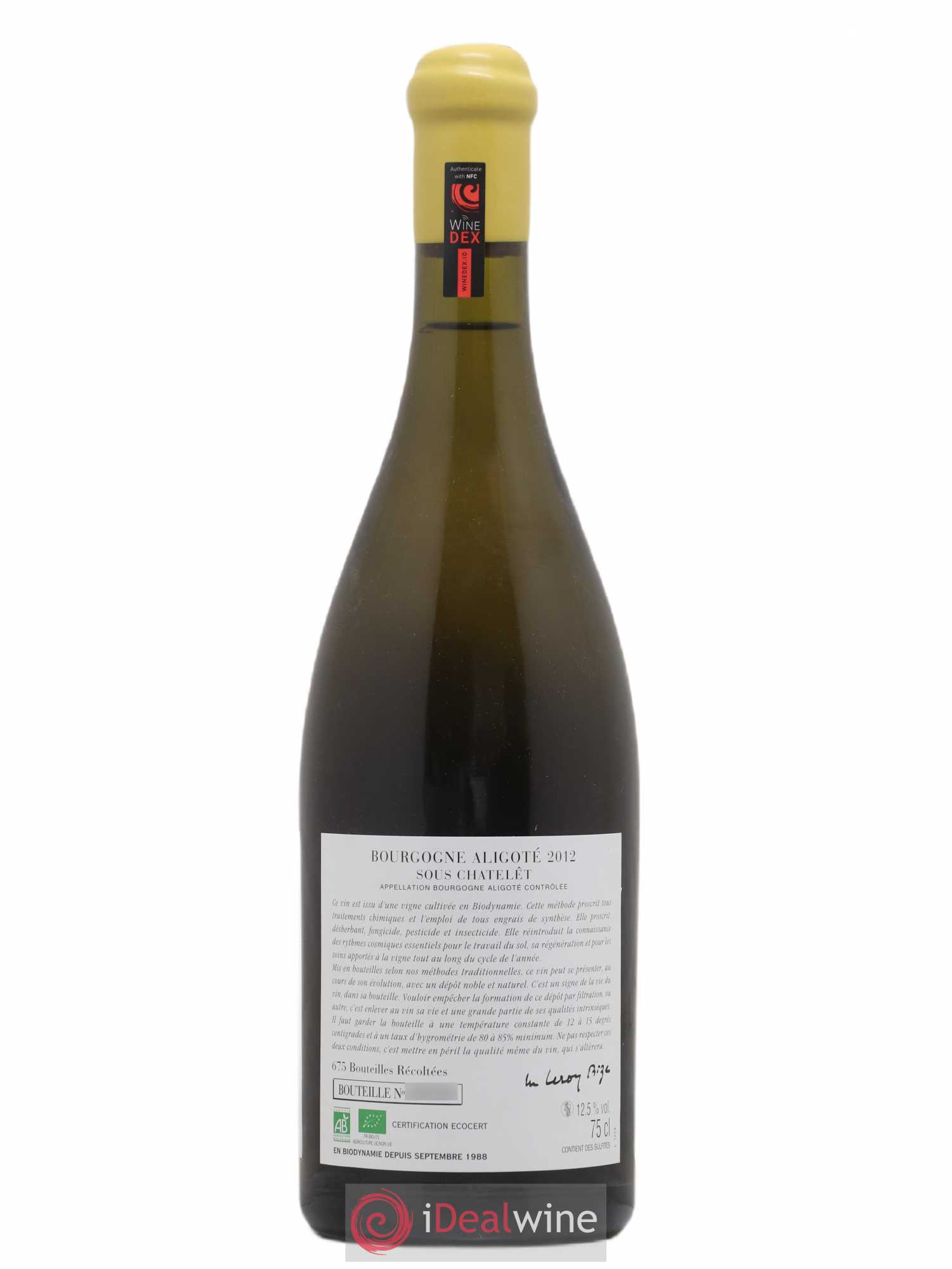 Bourgogne Aligoté Sous Chatelet d'Auvenay (Domaine) 2012 - Lot de 1 bouteille - 1
