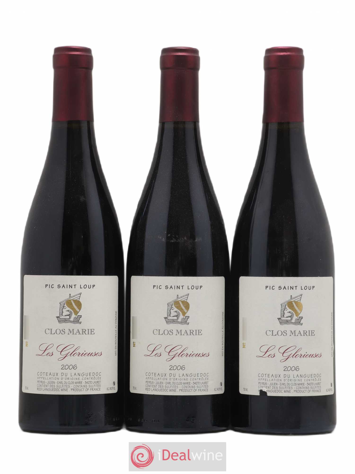 Pic Saint-Loup Clos Marie Les Glorieuses Christophe Peyrus et Françoise Julien 2006 - Lot de 3 bouteilles - 0