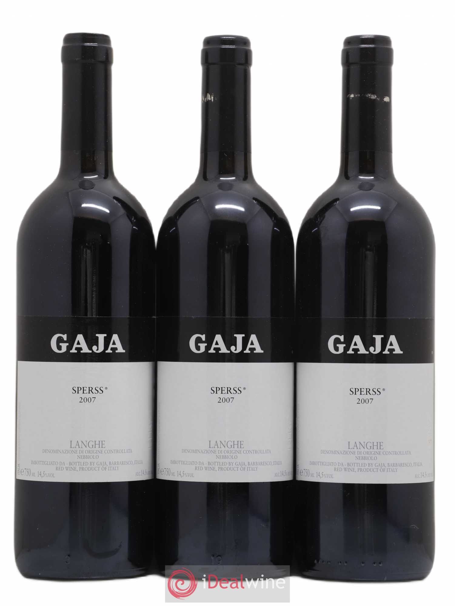 Langhe Sperss Angelo Gaja 2007 - Lot de 3 bouteilles - 0