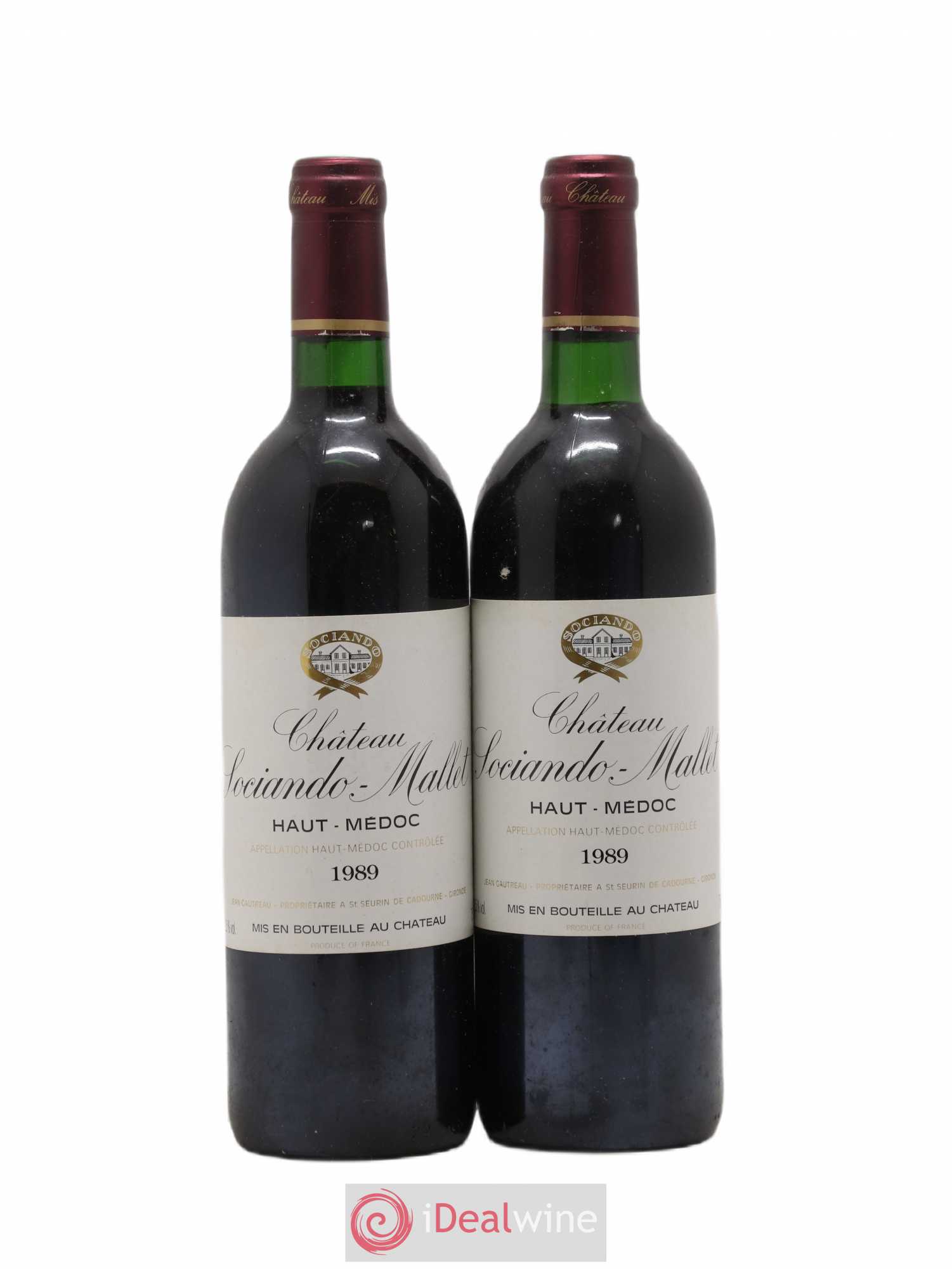 Château Sociando Mallet 1989 - Lot de 2 bouteilles - 0