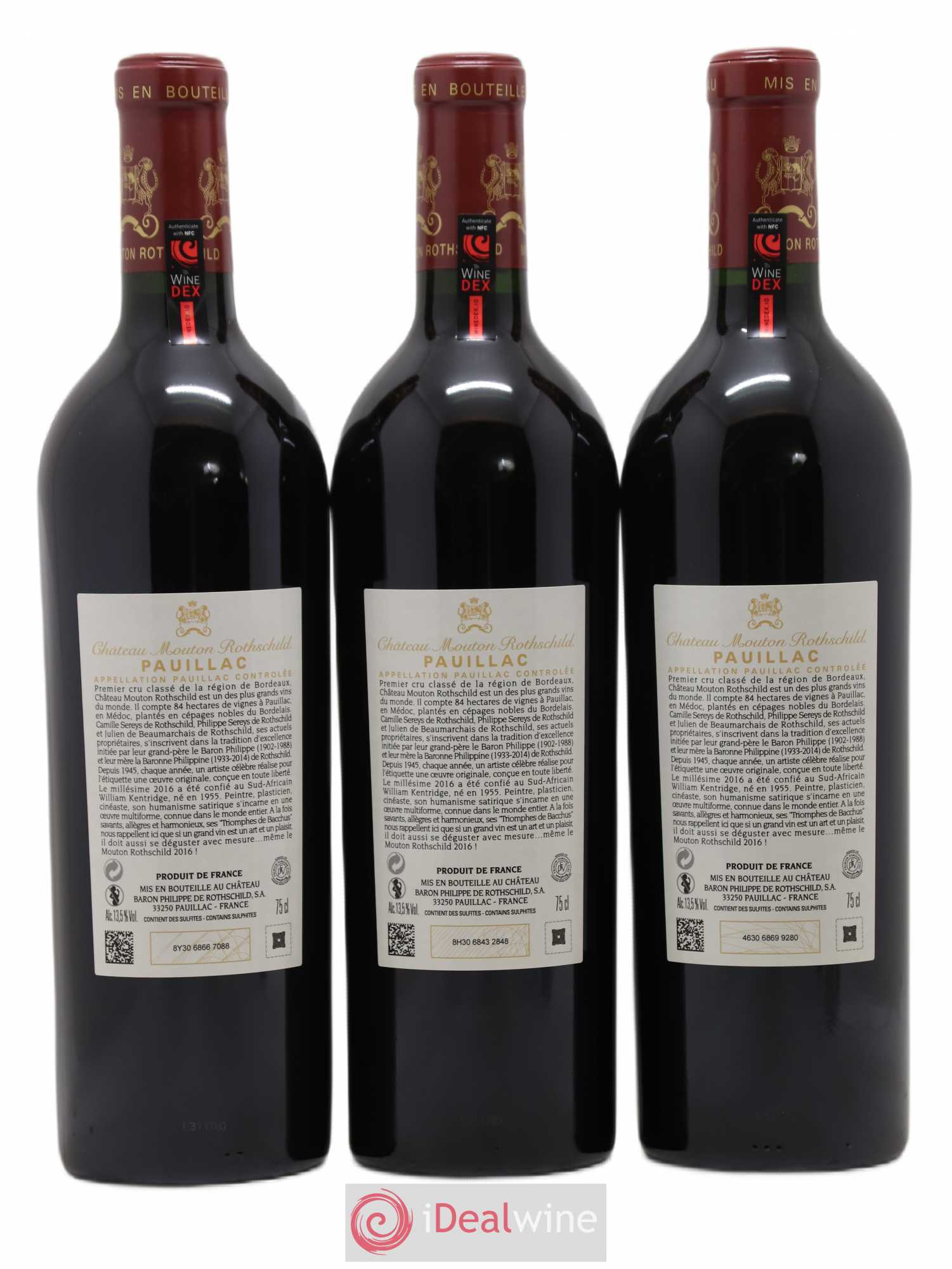 Château Mouton Rothschild 1er Grand Cru Classé 2016 - Lot de 3 bouteilles - 1