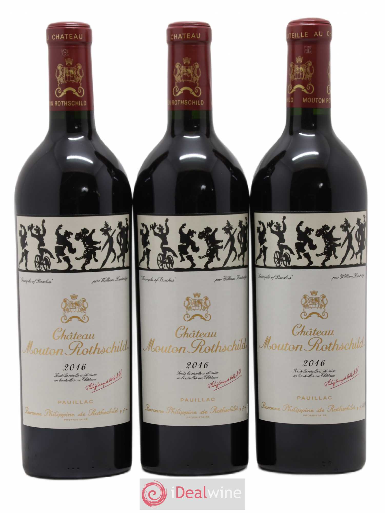 Château Mouton Rothschild 1er Grand Cru Classé 2016 - Lot de 3 bouteilles - 0