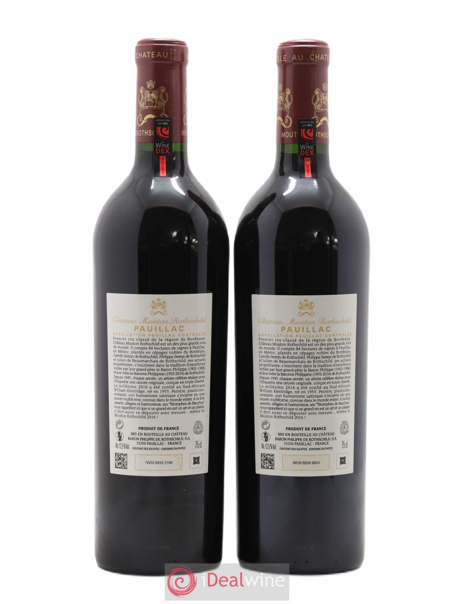 Château Mouton Rothschild 1er Grand Cru Classé 2016 - Lot de 2 bouteilles - 1