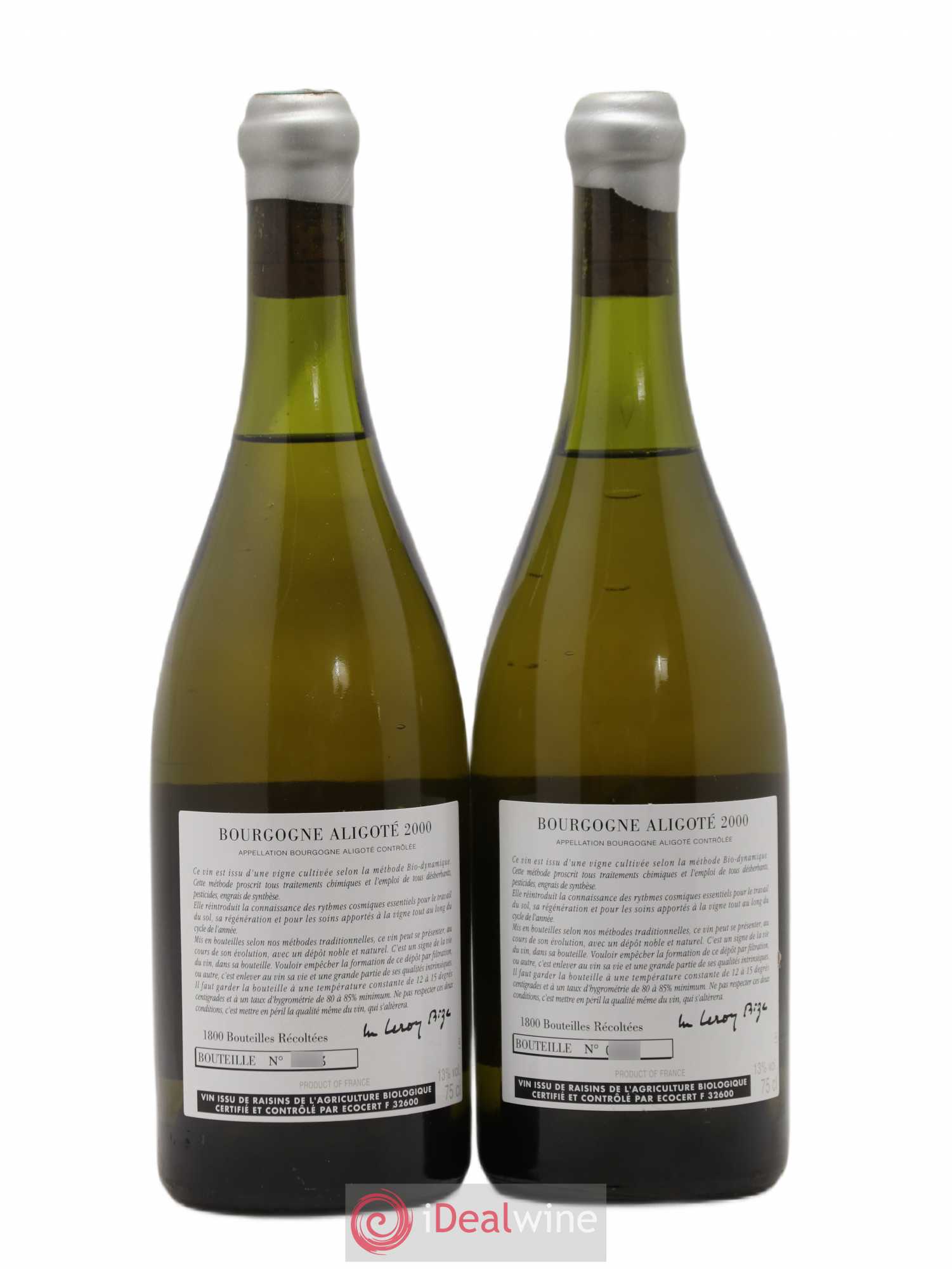 Bourgogne Aligoté Sous Chatelet d'Auvenay (Domaine) 2000 - Lot de 2 bouteilles - 1