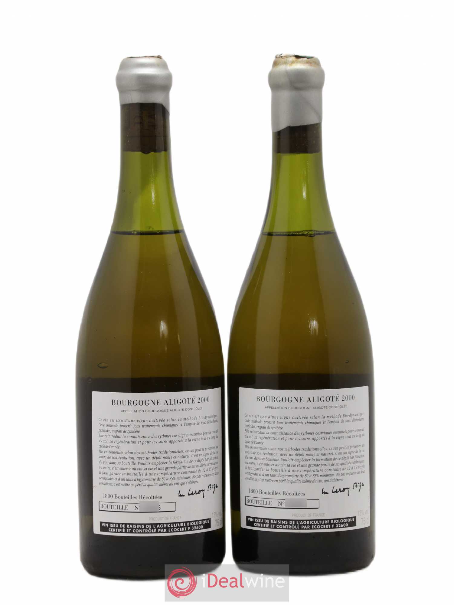 Bourgogne Aligoté Sous Chatelet d'Auvenay (Domaine) 2000 - Lot de 2 bouteilles - 1