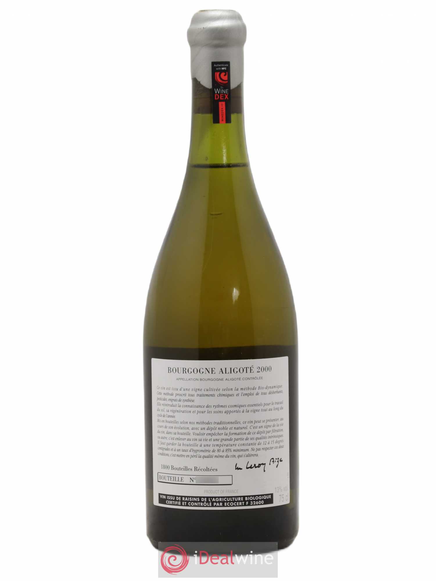 Bourgogne Aligoté Sous Chatelet d'Auvenay (Domaine) 2000 - Lot de 1 bouteille - 1