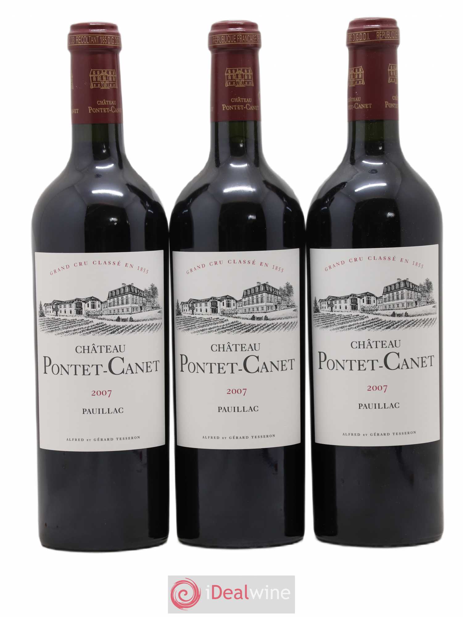 Château Pontet Canet 5ème Grand Cru Classé 2007 - Lot de 3 bouteilles - 0