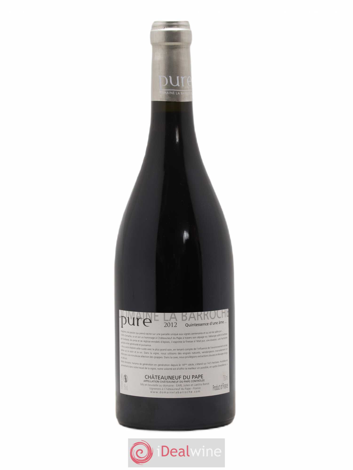 Châteauneuf-du-Pape Cuvée Pure Domaine La Barroche 2012 - Lot de 1 bouteille - 1