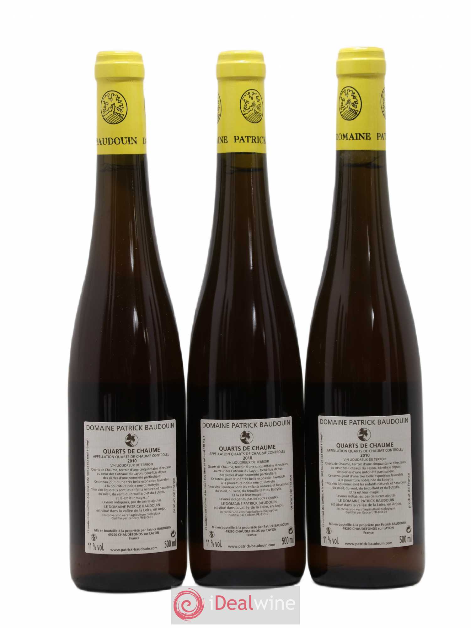 Quarts de Chaume Zersilles Patrick Baudouin 50cl 2010 - Lotto di 3 bottiglie - 1