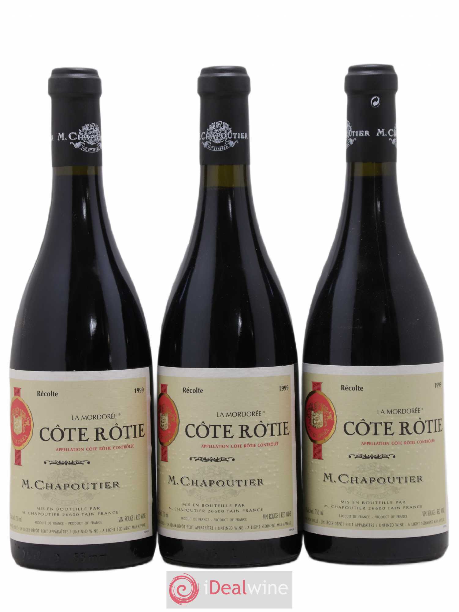 Côte-Rôtie La Mordorée Chapoutier 1999 - Lot de 3 bouteilles - 0