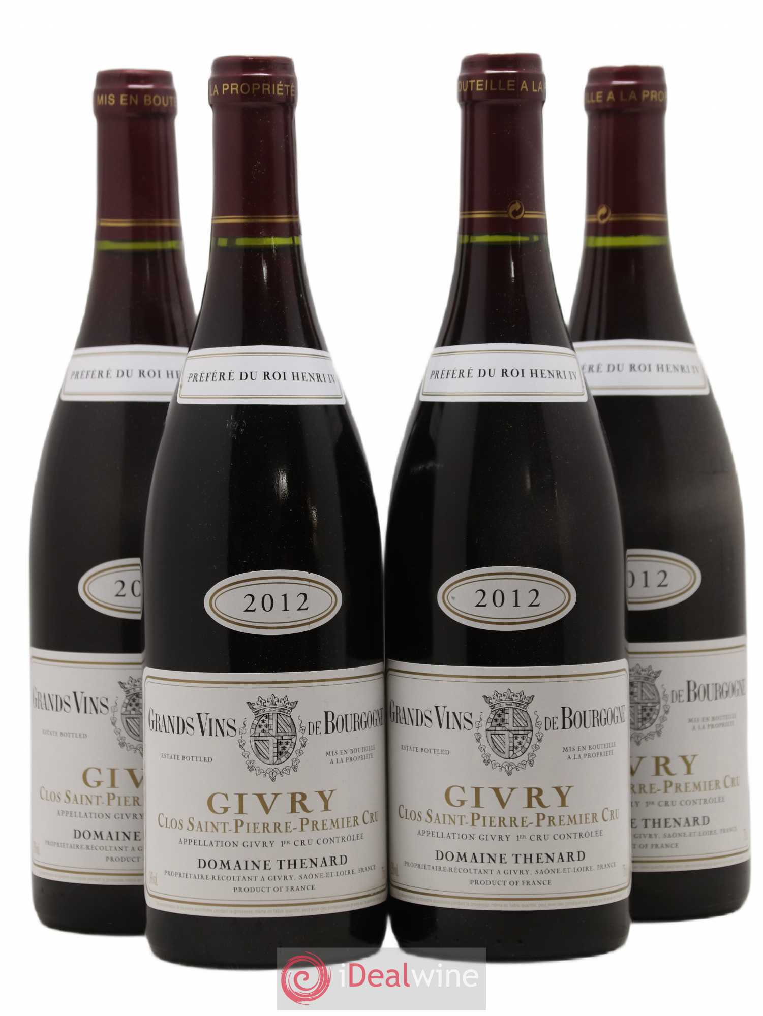 Givry 1er Cru Clos St Pierre Thenard 2012 - Lot de 4 bouteilles - 0