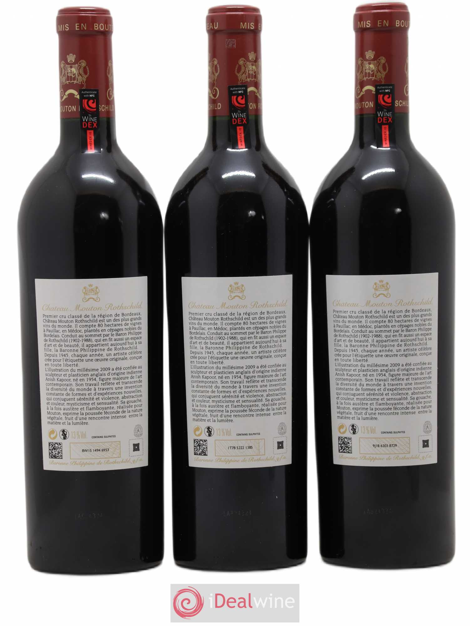 Château Mouton Rothschild 1er Grand Cru Classé 2009 - Lot de 3 bouteilles - 1