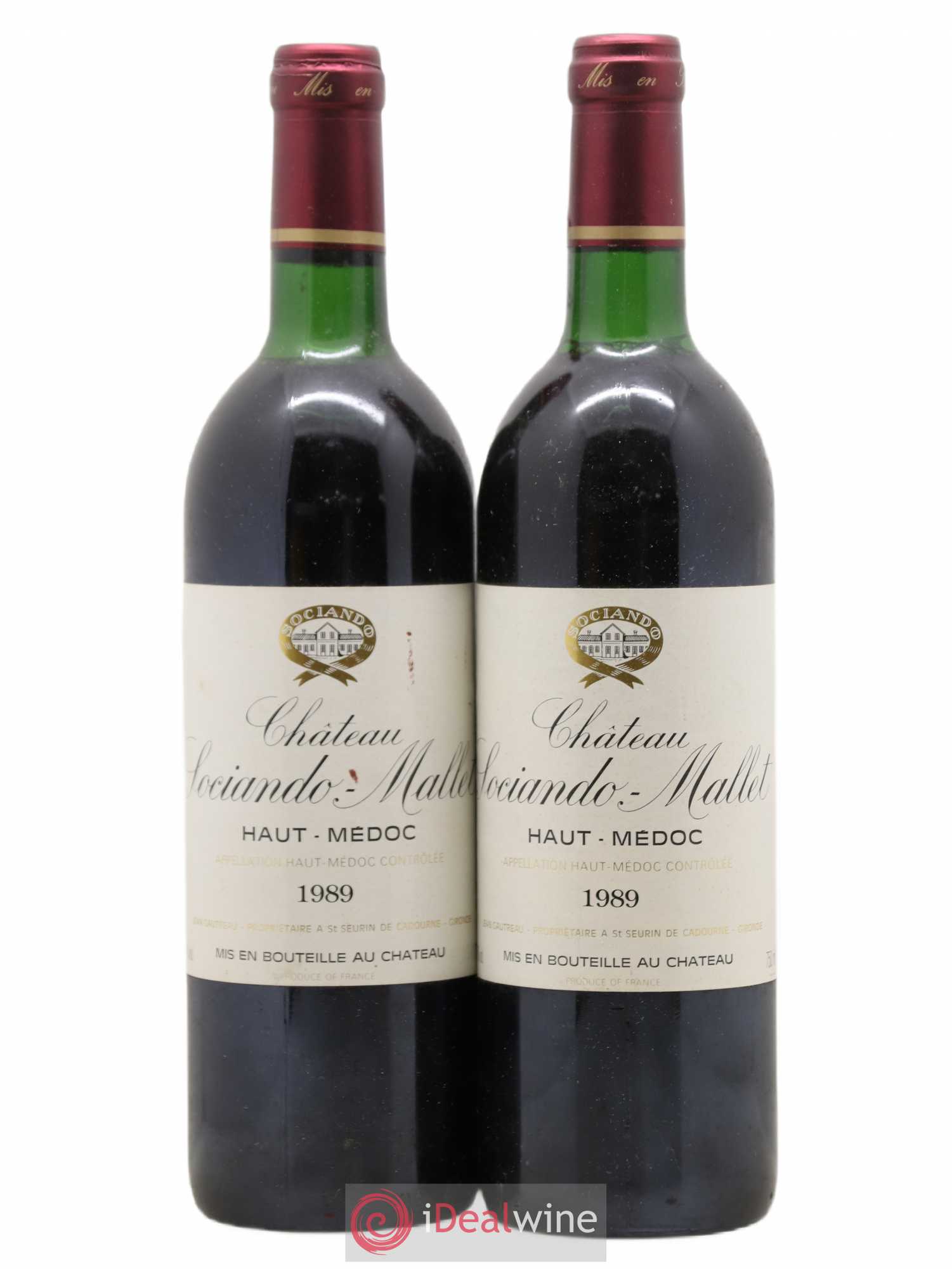 Château Sociando Mallet 1989 - Lot de 2 bouteilles - 0